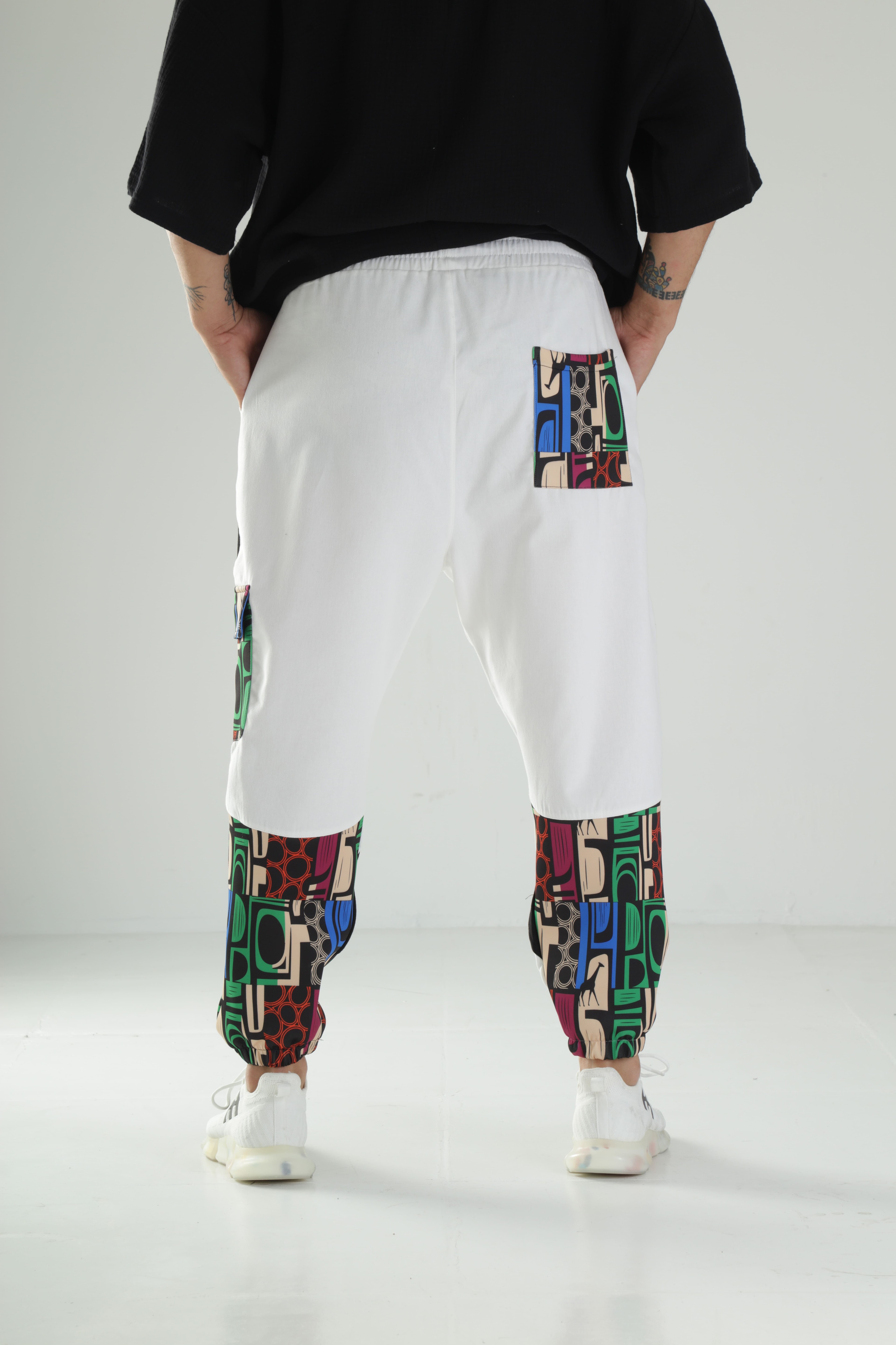 Neon Desenli Gabardin Jogger Pantolon