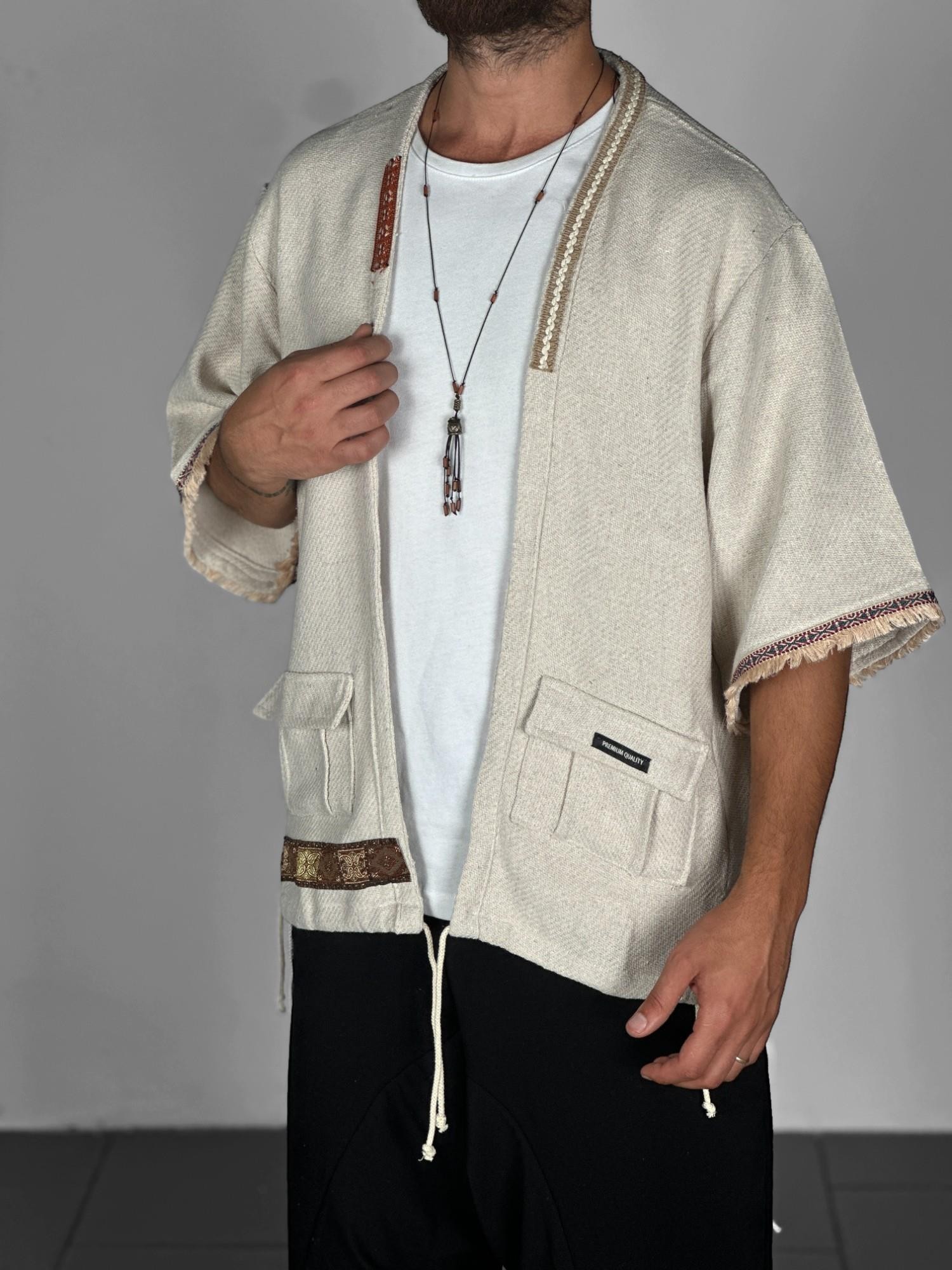 Etnik Desenli Bohem Kimono