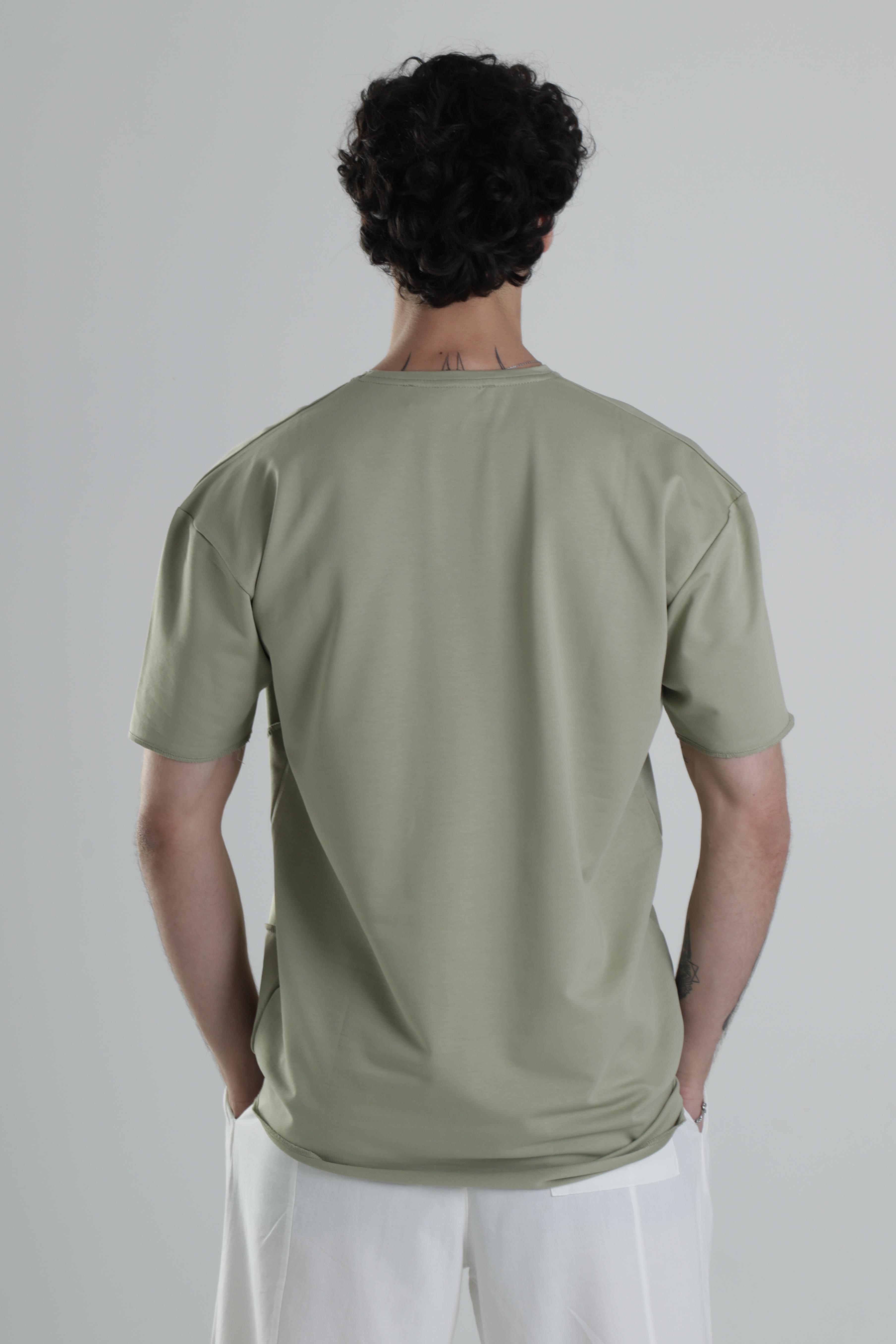 Yeşil Halat Detaylı Tasarım T-Shirt 