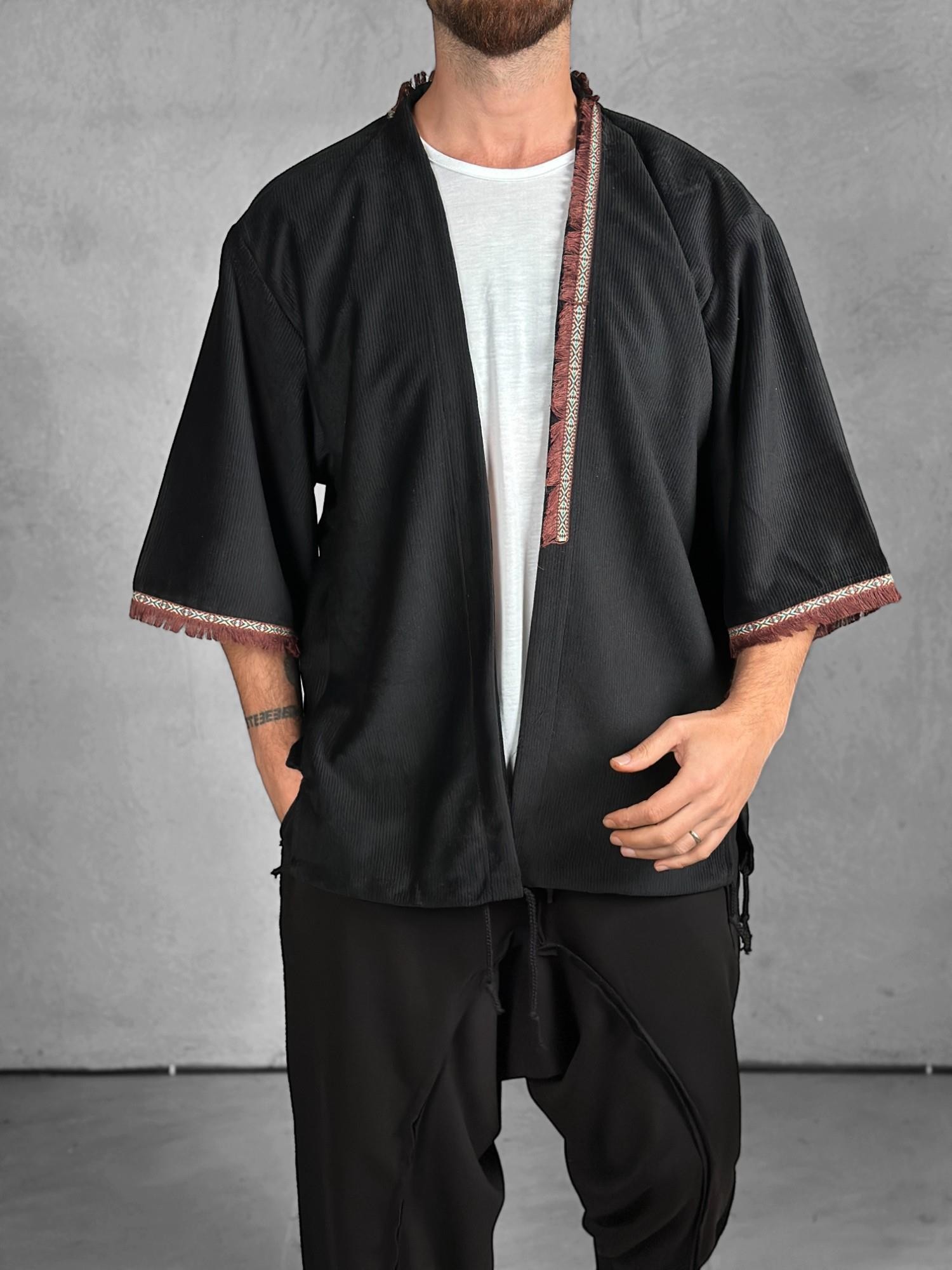 Siyah Kadife Kimono