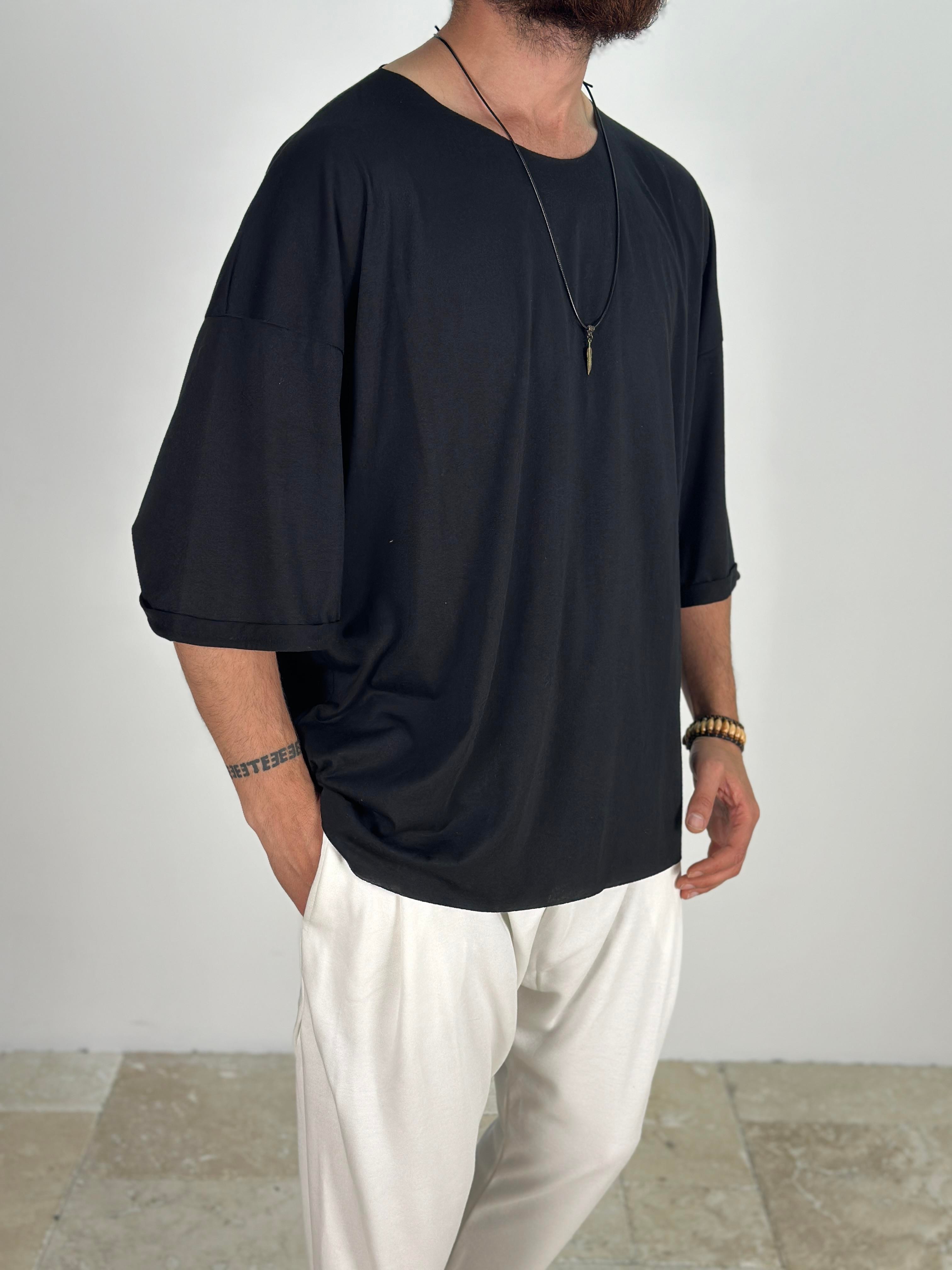 Viscon Oversize Siyah T-Shirt