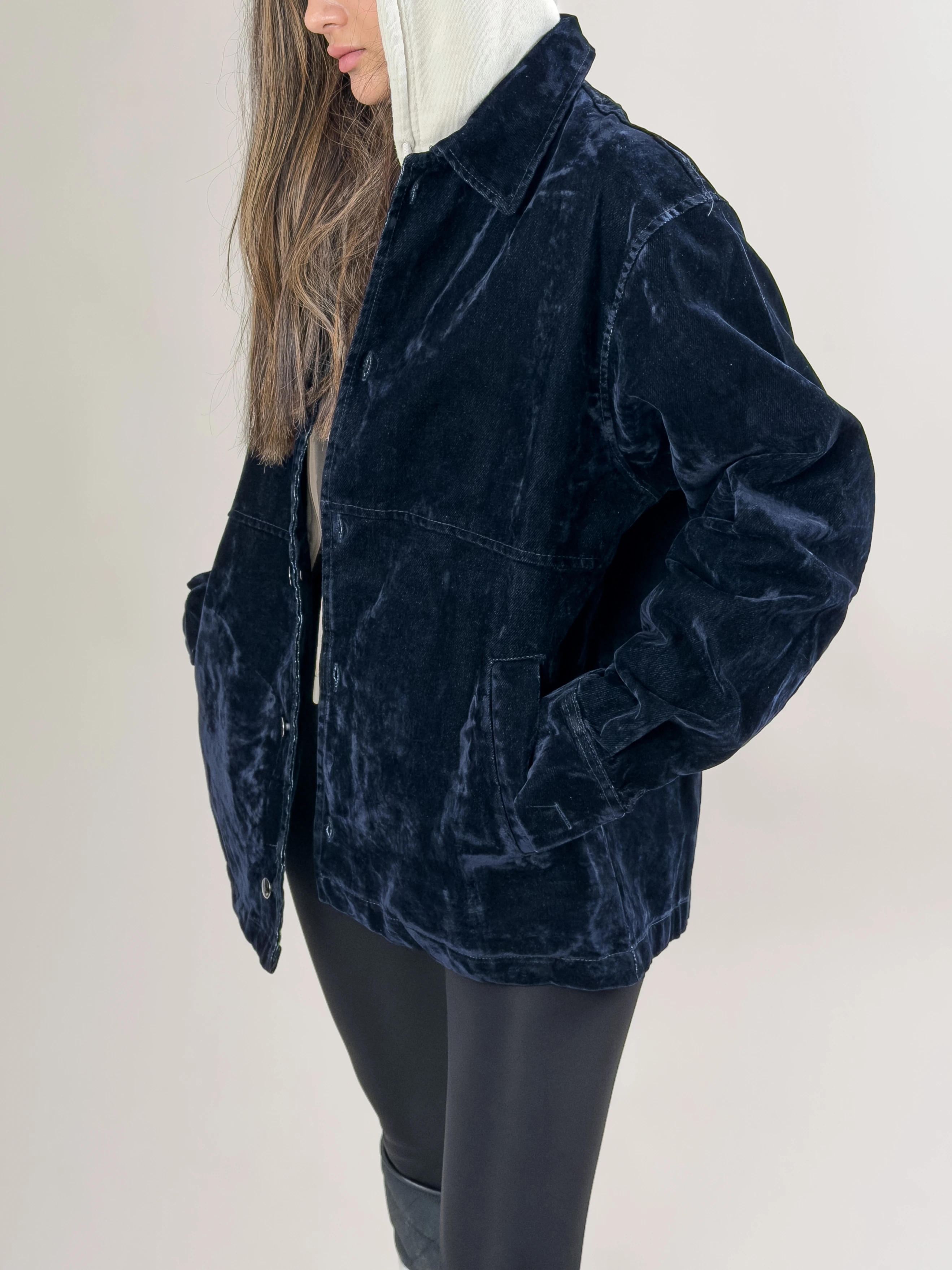 Kadın Lacivert Süet Ceket COC2626