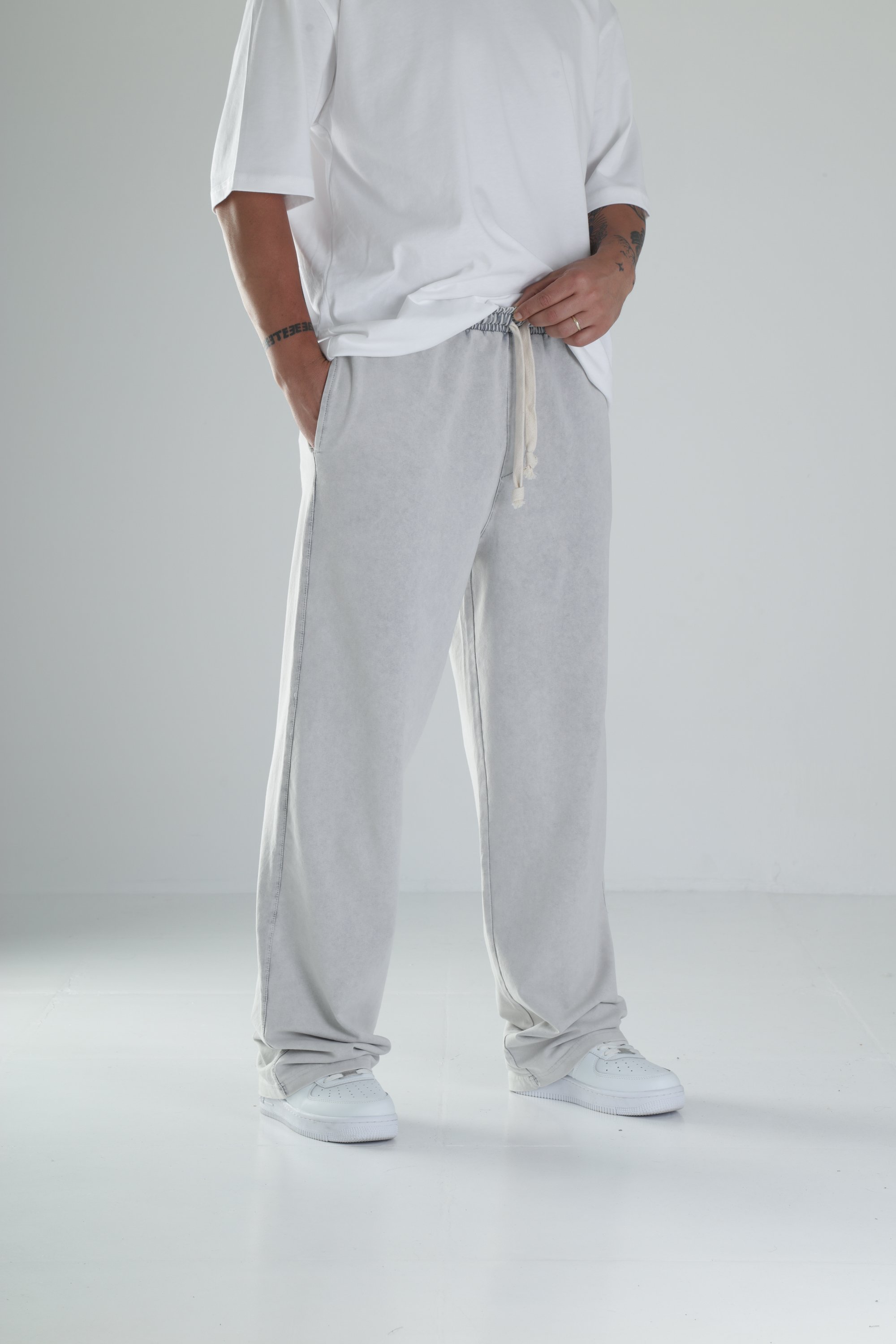 Boyalı Gri Oversize Eşofman