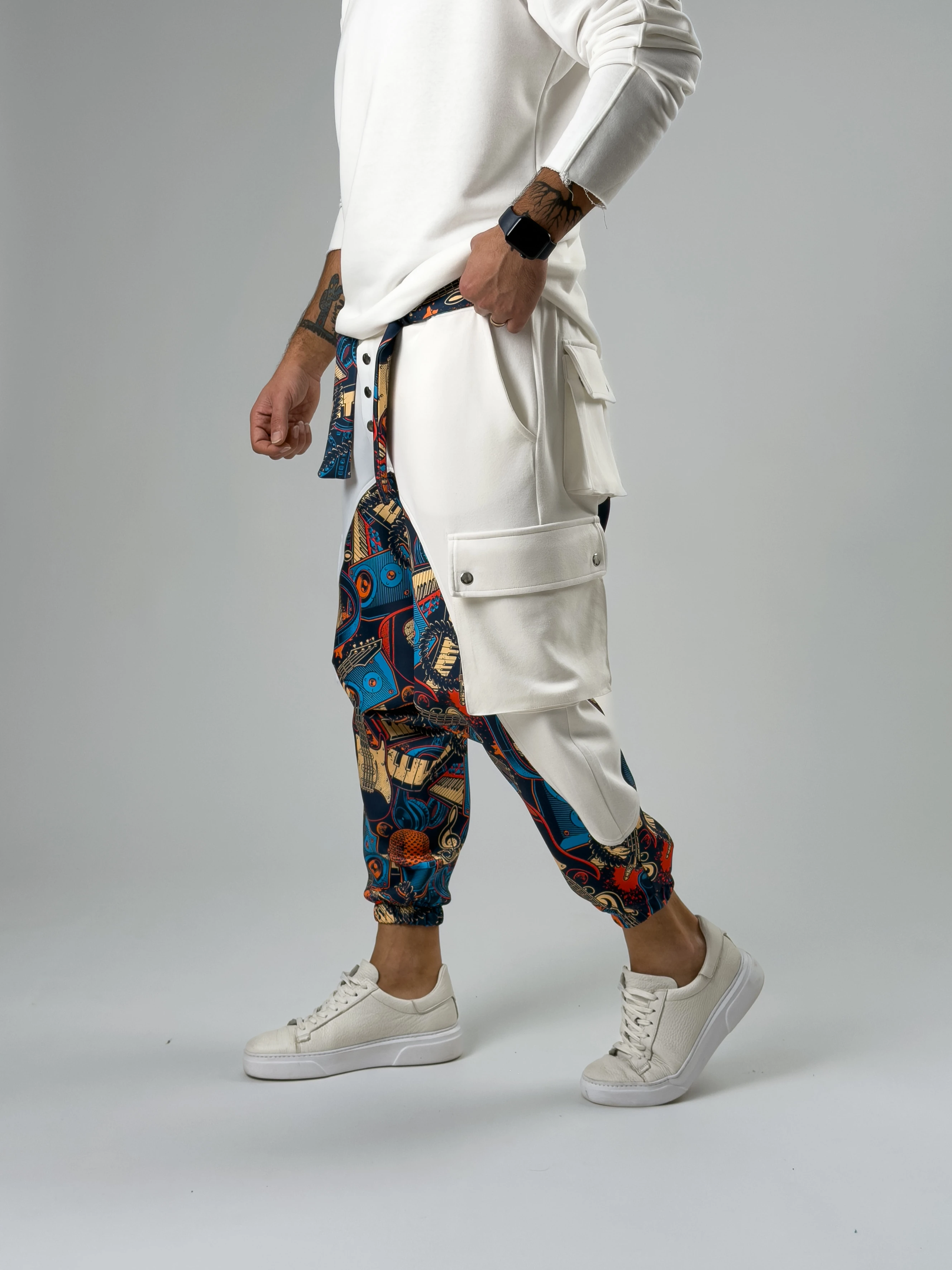 Erkek Garni Tasarım Müzik Desenli Spor Şalvar COC2564