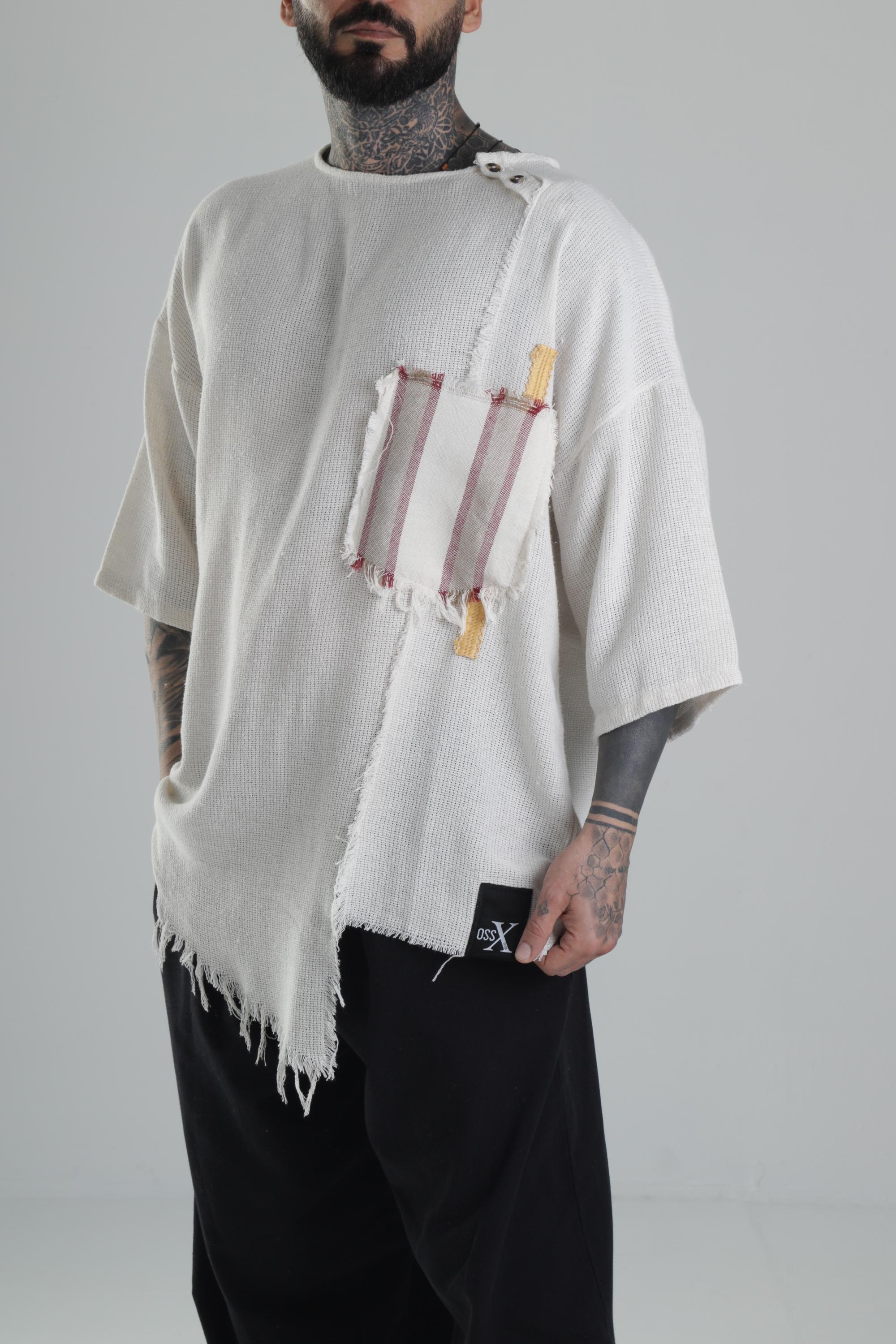 Bordo Cep Detaylı Oversize T-Shirt
