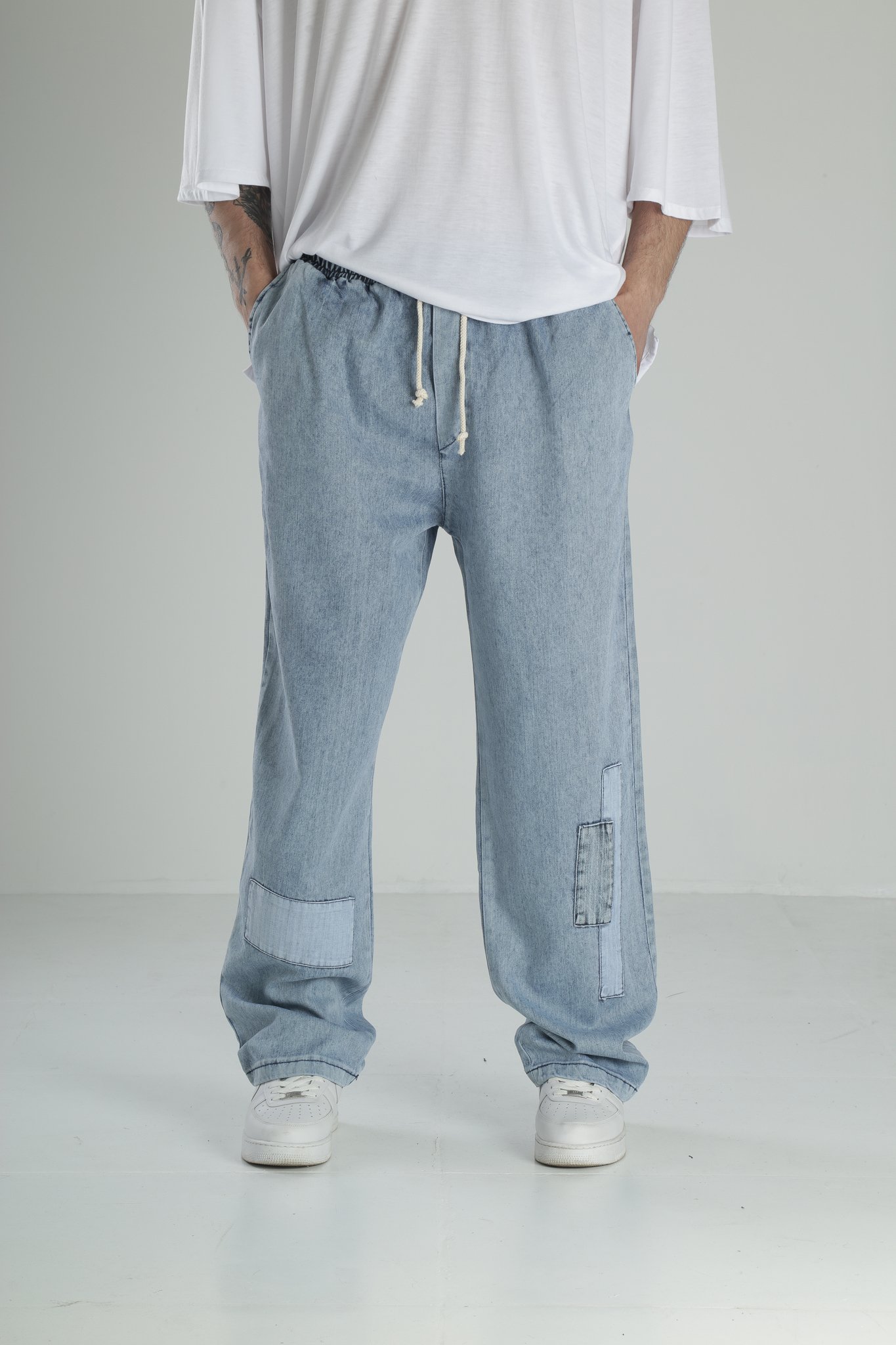 Yama Detaylı Kot Baggy Pantolon