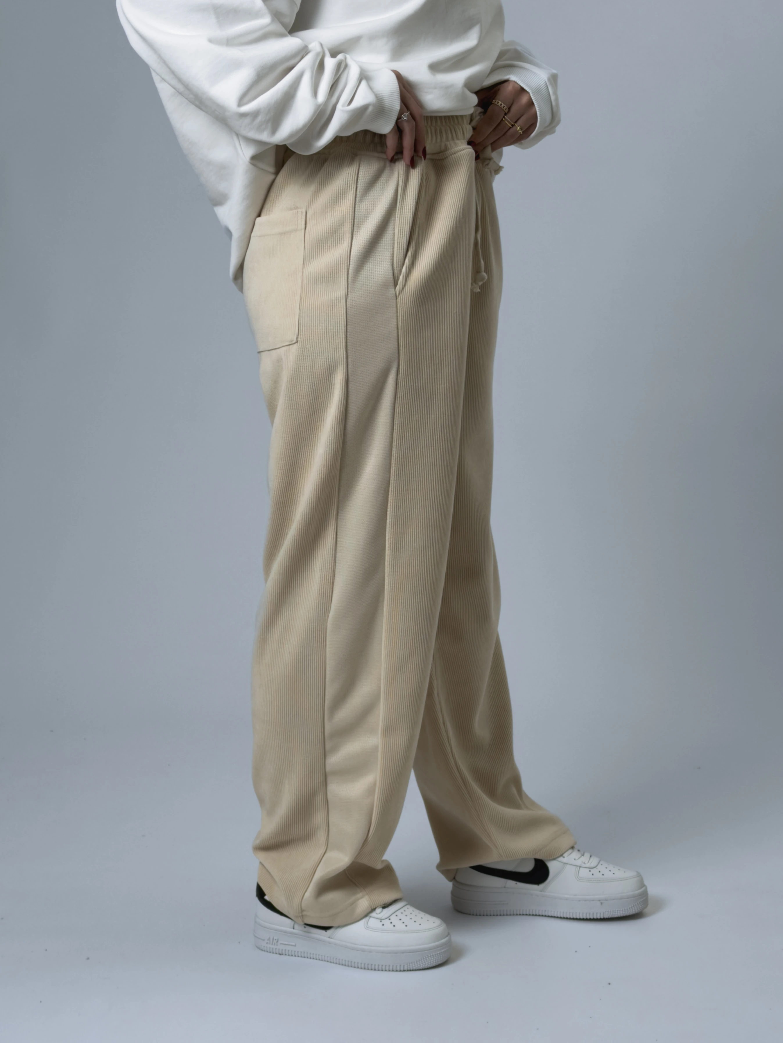 Oversize Bej Kadın Baggy Eşofman COC2530