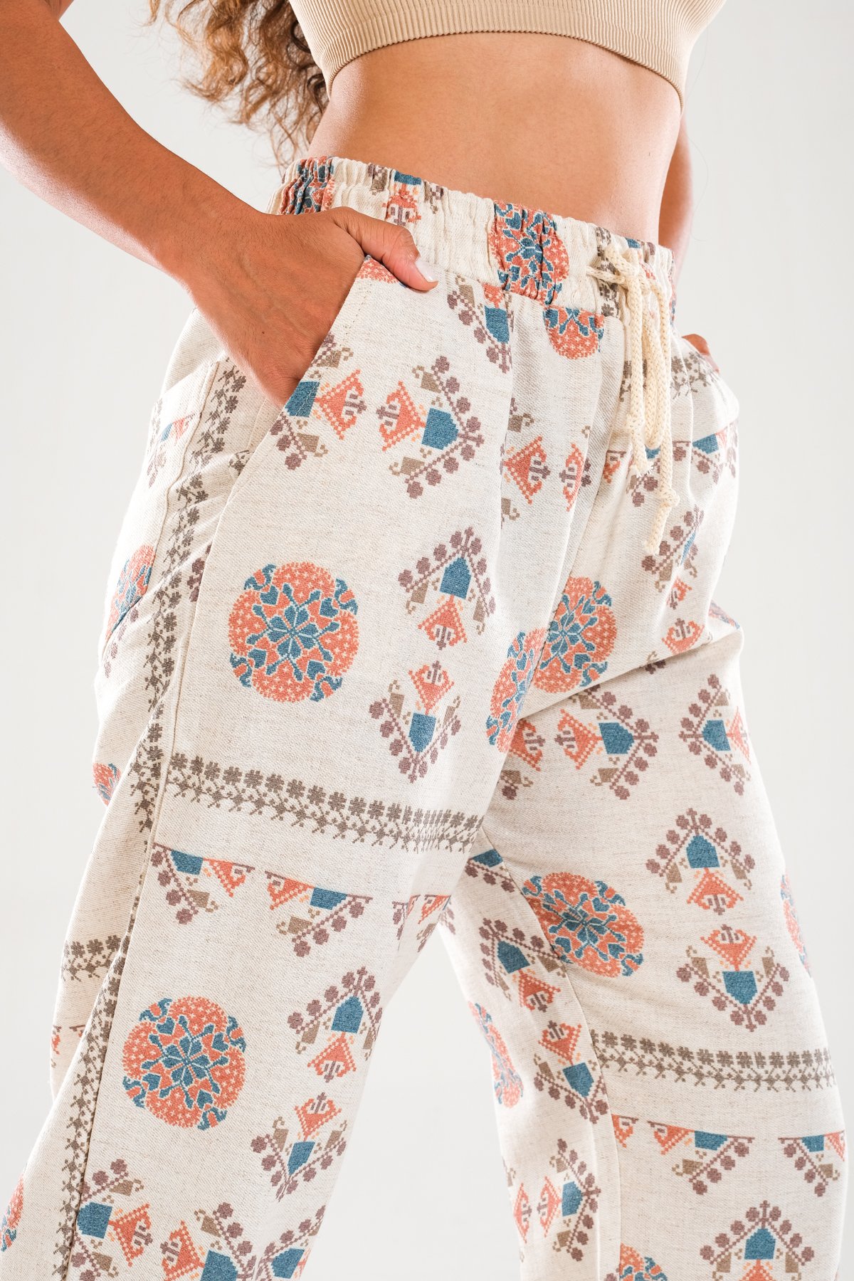 Etnik Desenli Baggy Pantolon