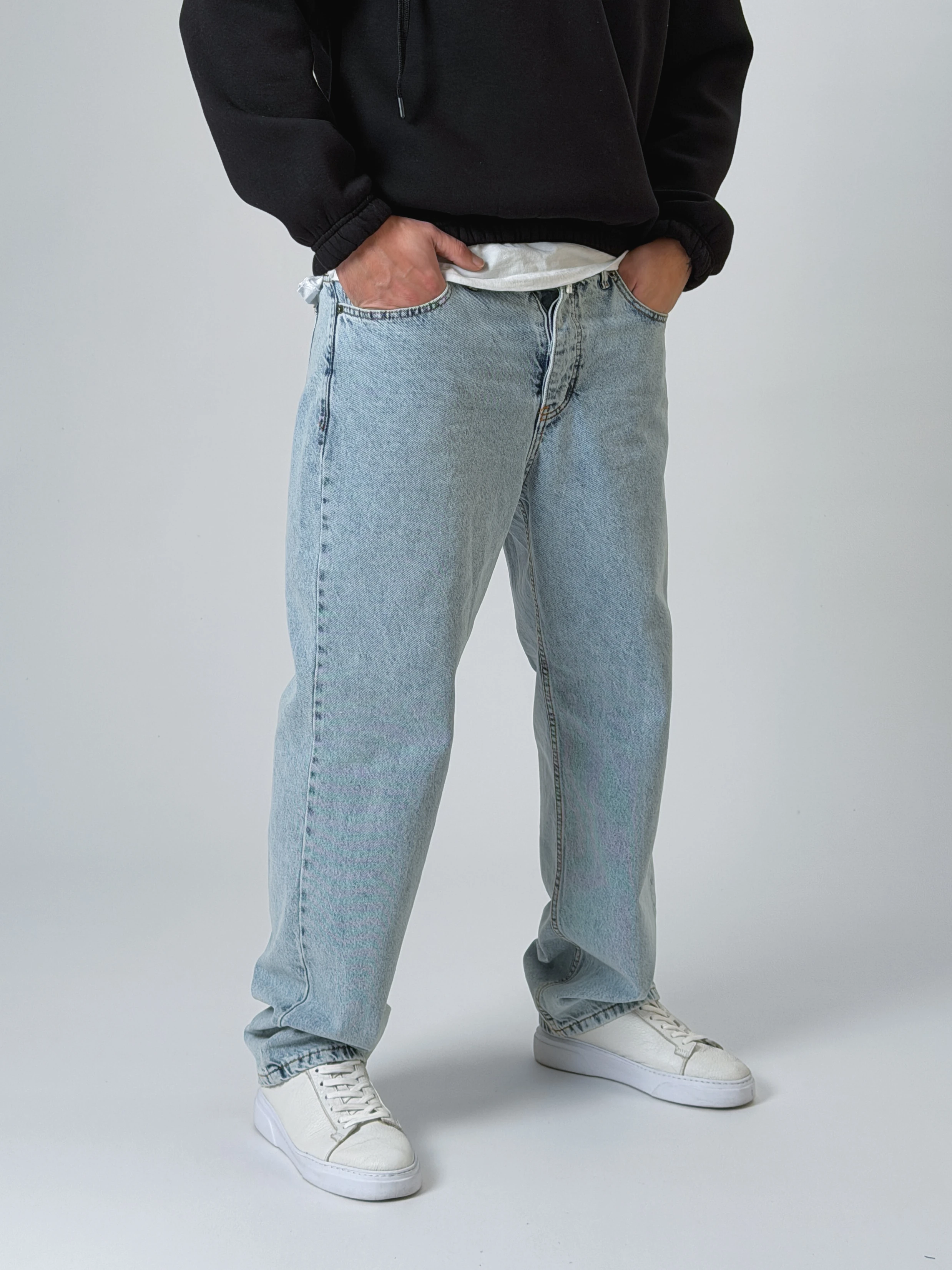 Buz Mavisi Erkek Baggy Kot Pantolon COC2528