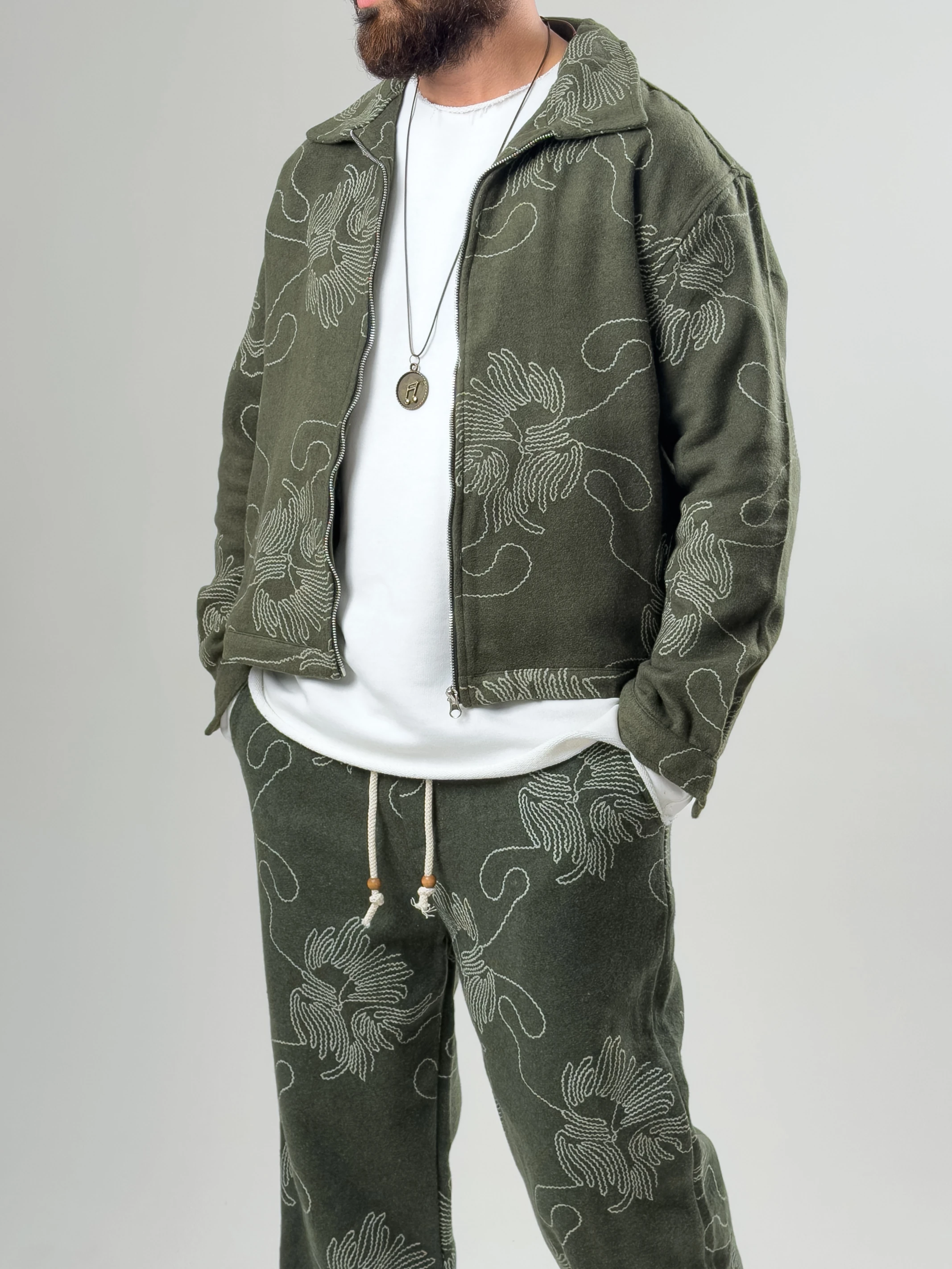 Nakış İşlemeli Erkek Yeşil Takım COC2629