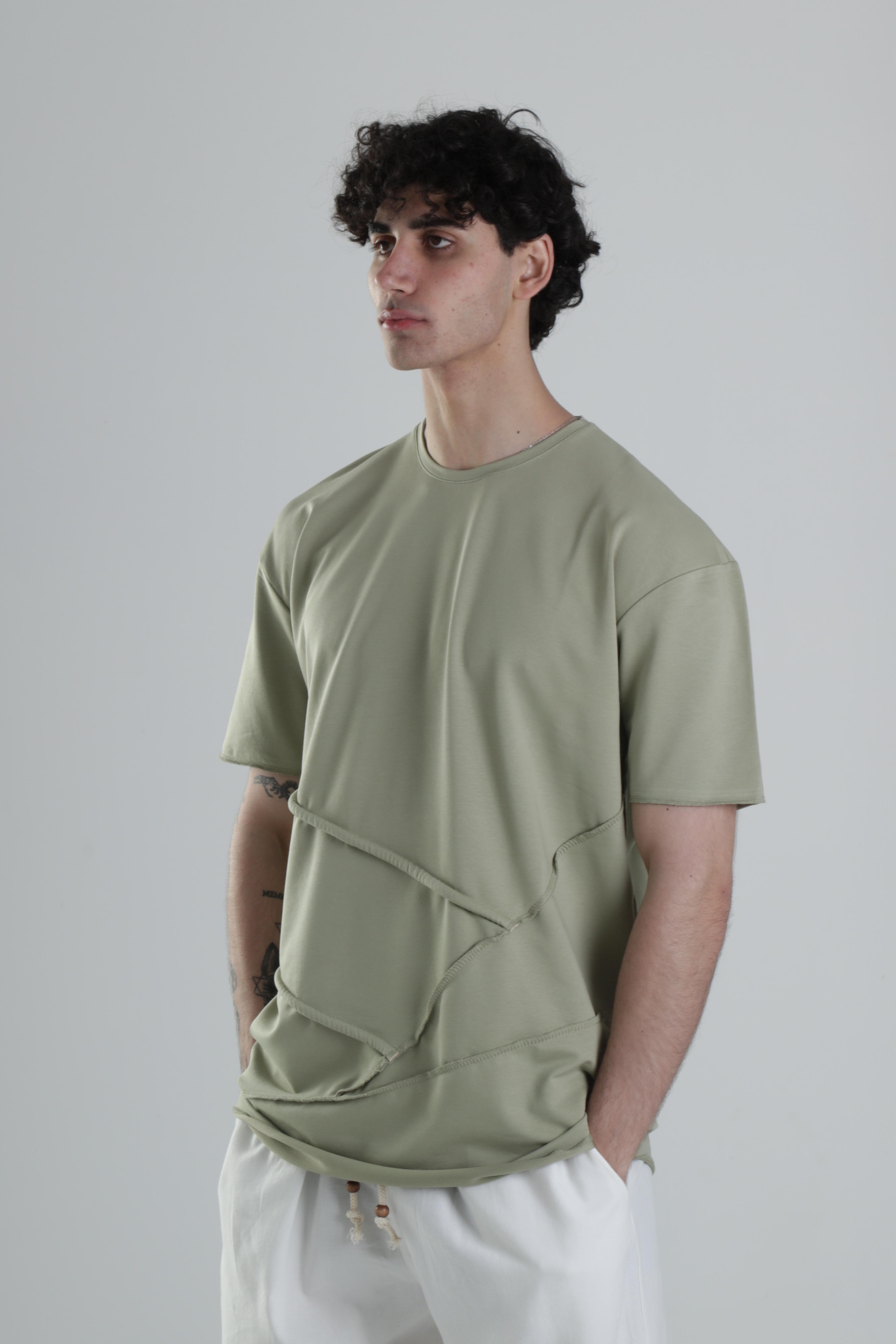 Yeşil Halat Detaylı Tasarım T-Shirt 