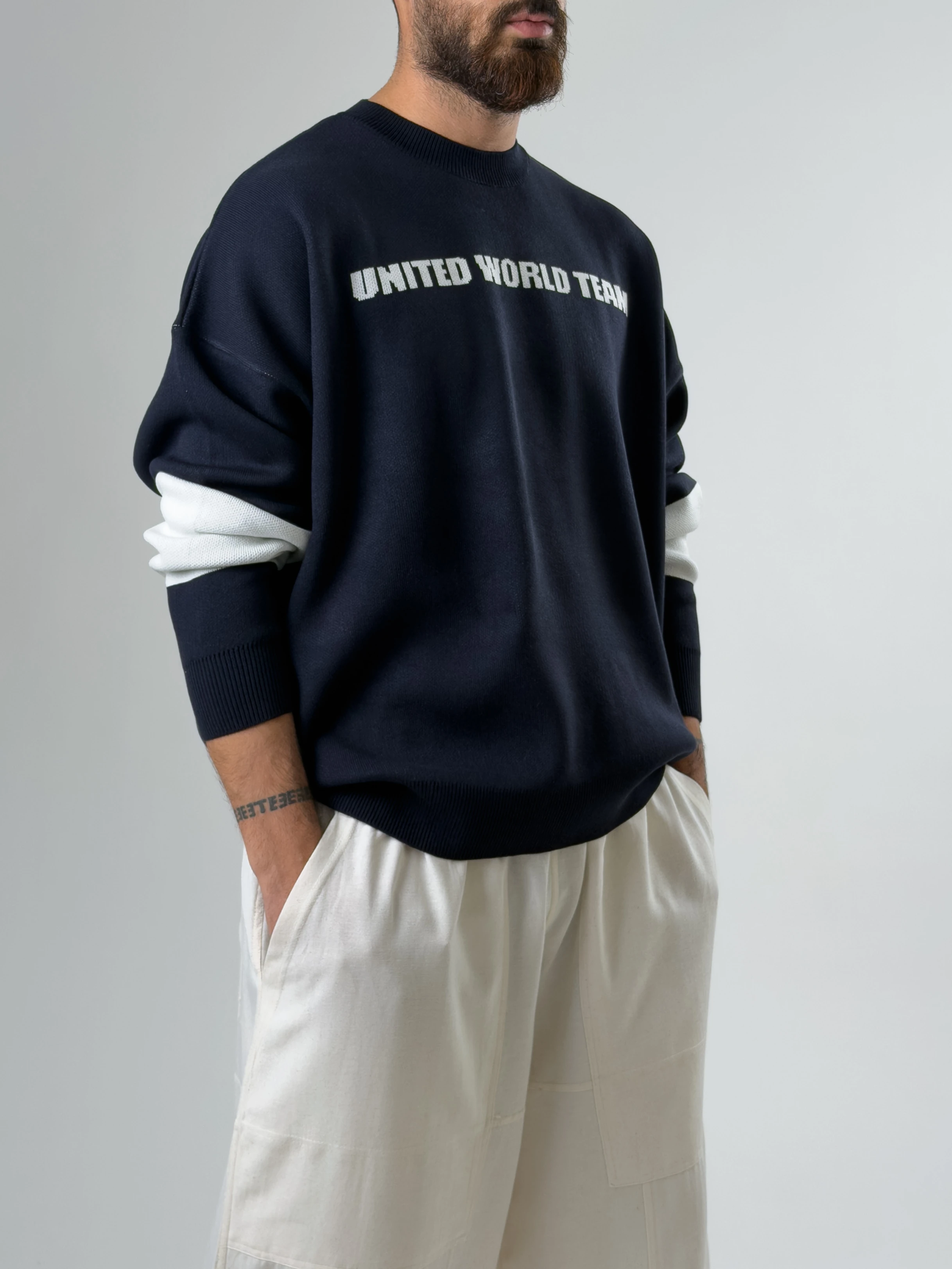 Oversize New York Erkek Lacivert Triko COC2597