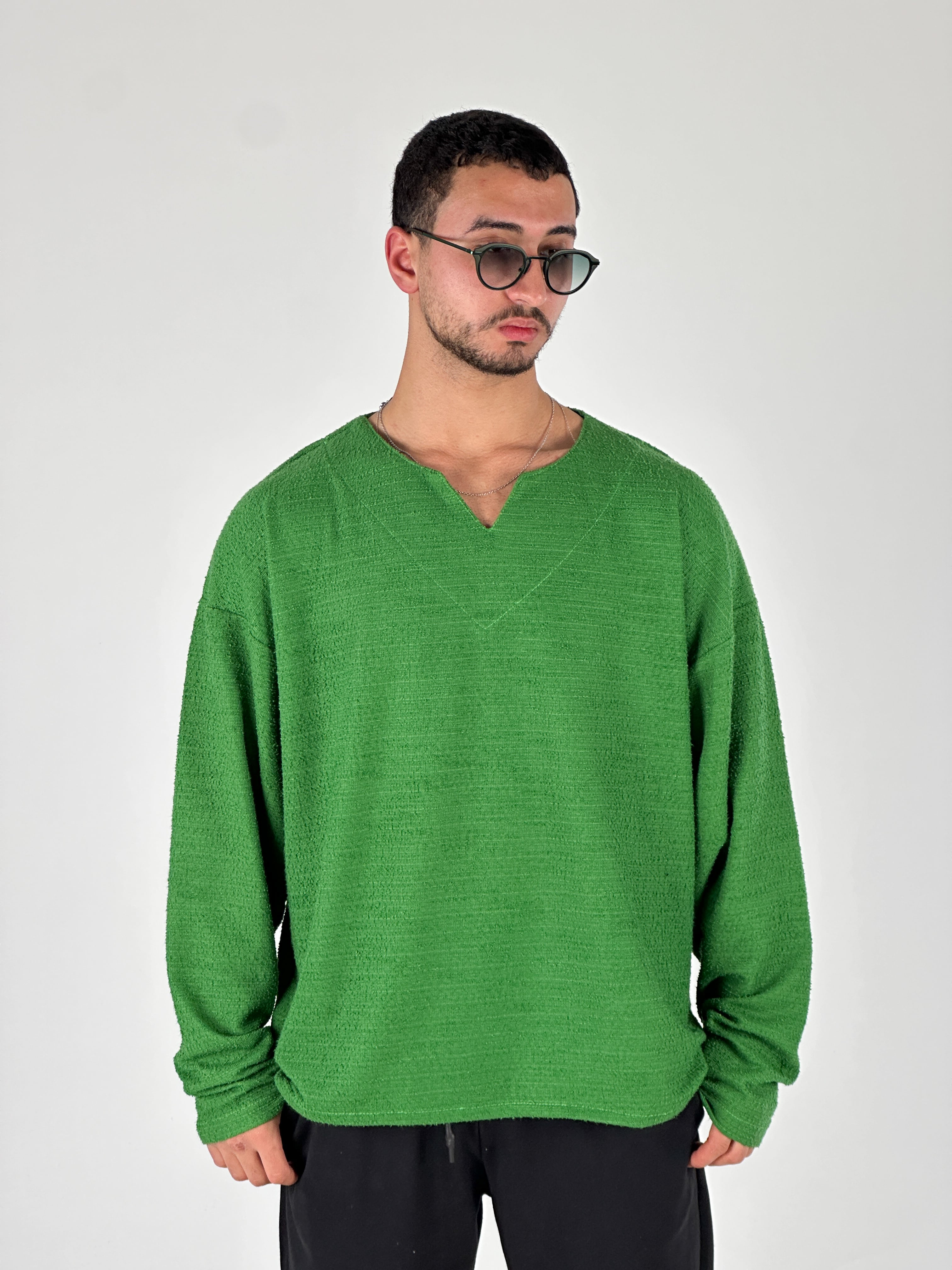 Tasarım Yeşil Erkek Sweatshirt