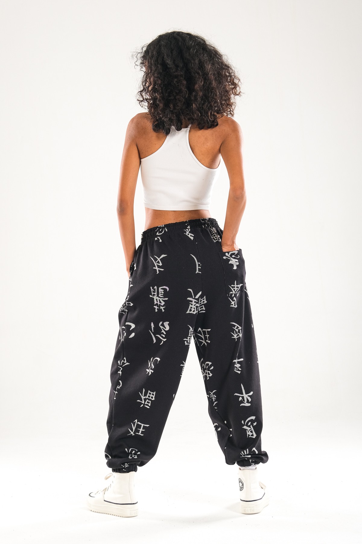 Chinese Desenli Pileli Jogger Pantolon
