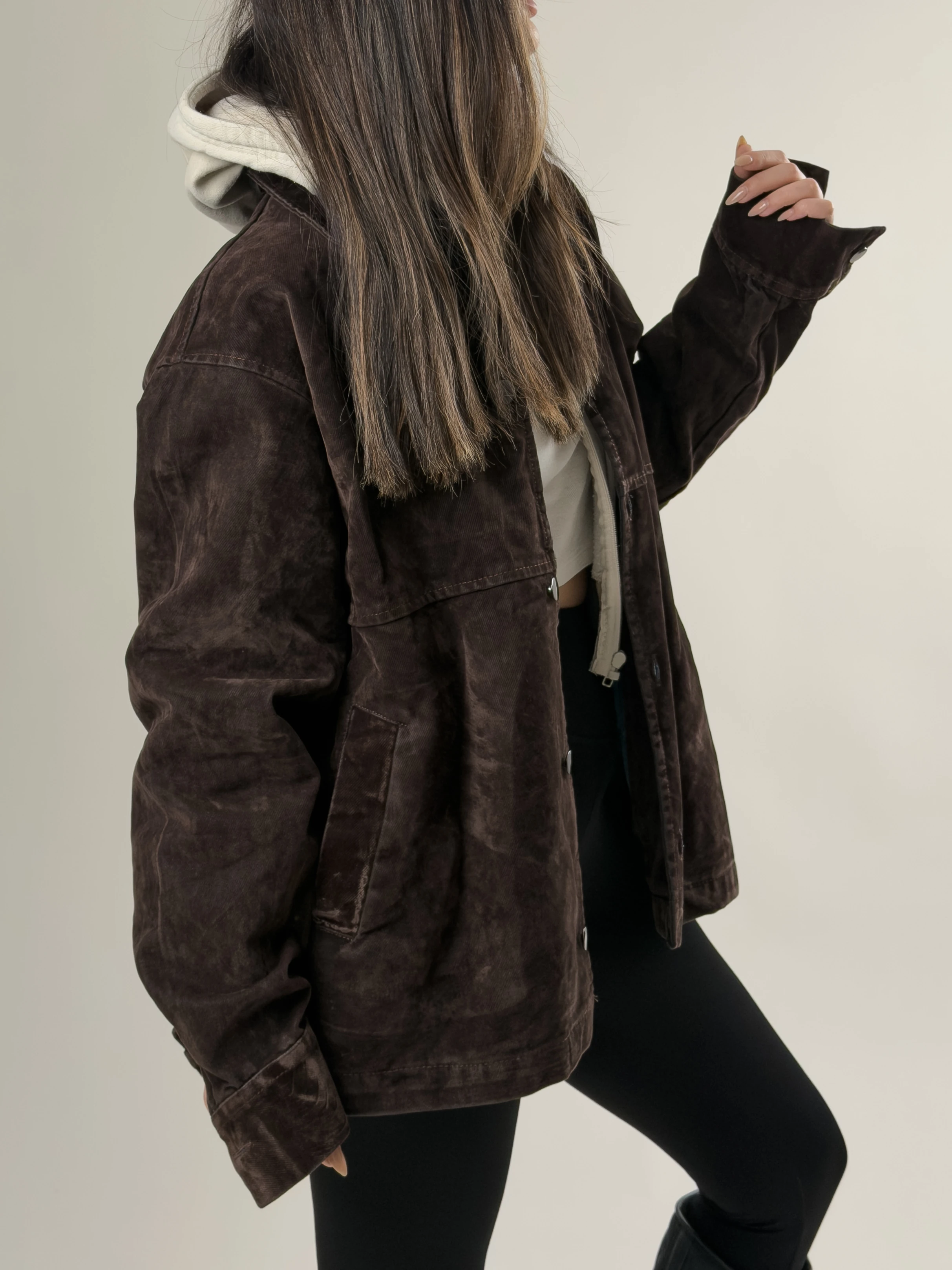 Kadın Kahverengi Süet Ceket COC2625