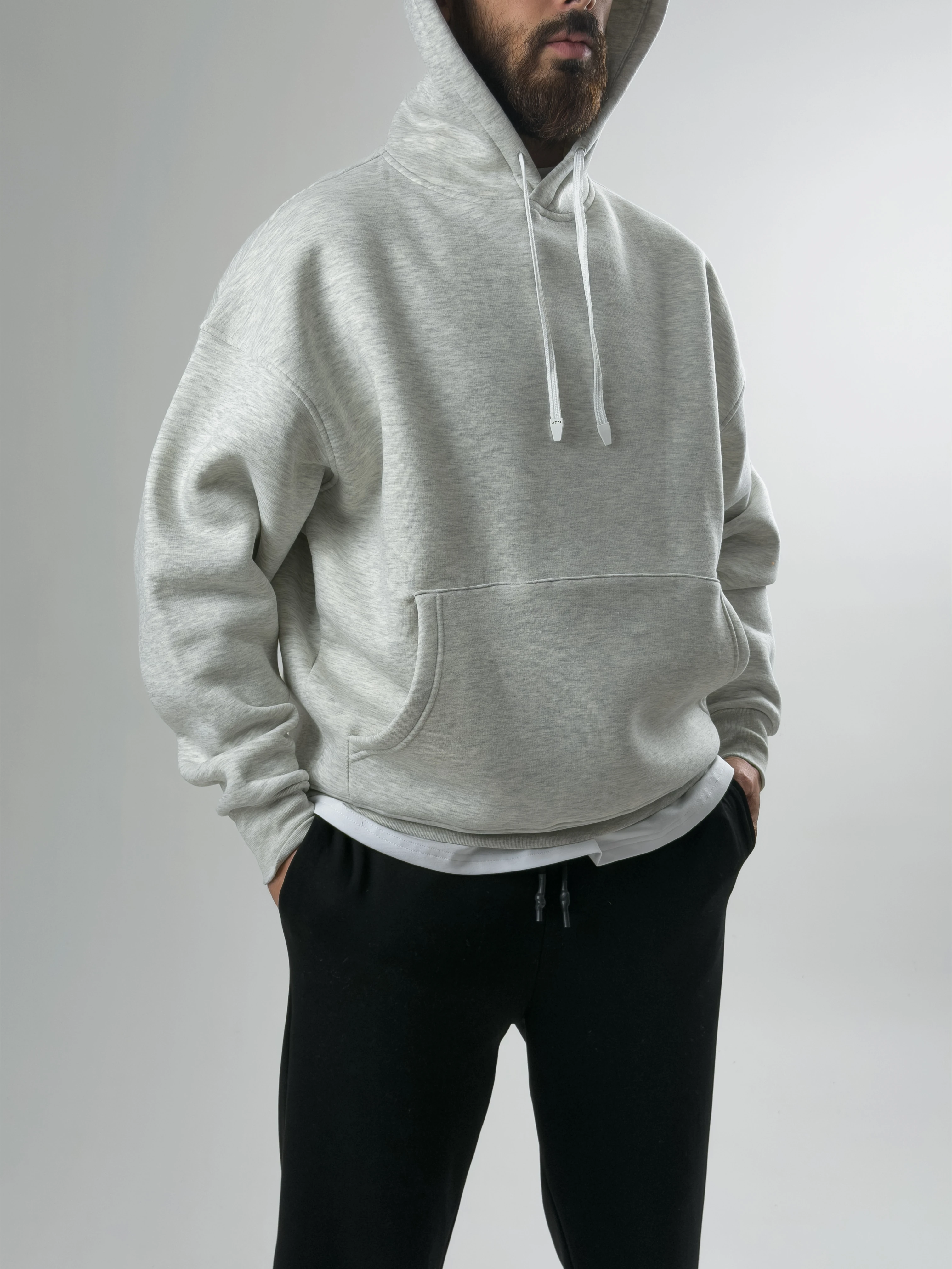 Erkek Şardonlu Gri Hoodie COC2604