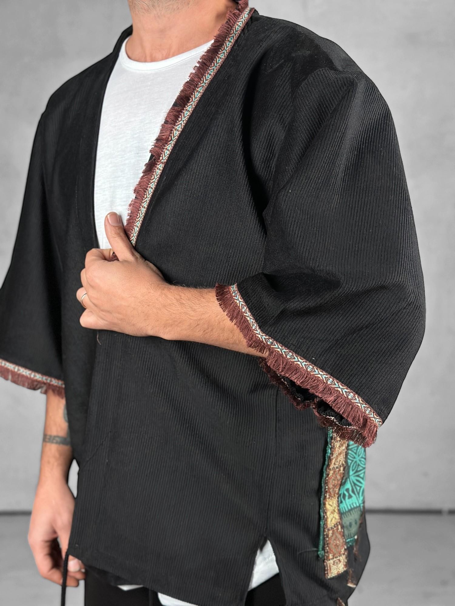 Siyah Kadife Kimono