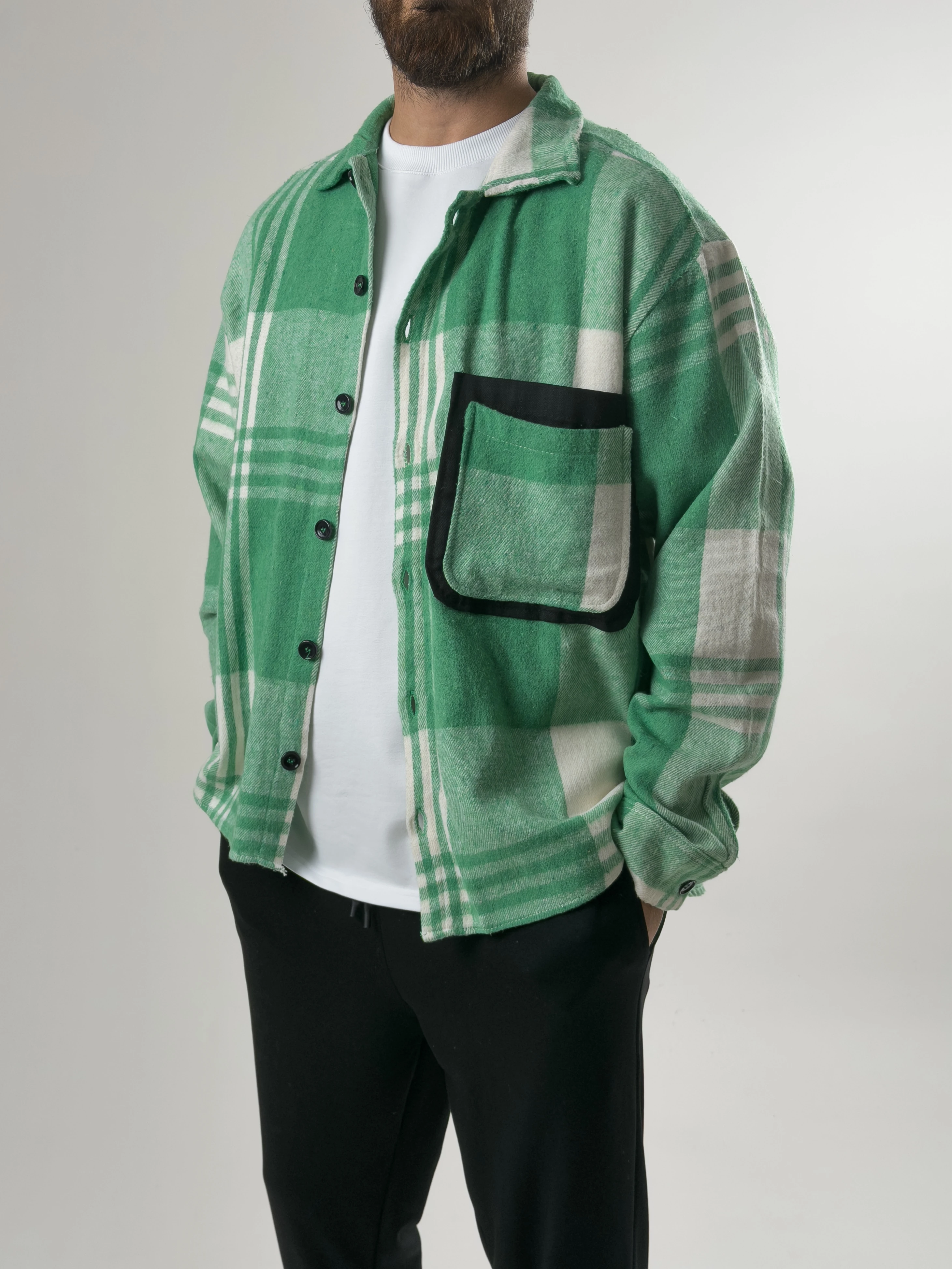 Tasarım Yeşil Erkek Oduncu Gömlek COC2608