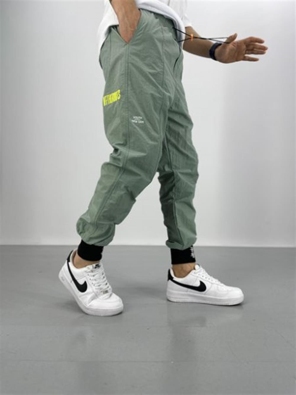 Erkek Premium Kalite Su Yeşili Paraşüt Kumaş Jogger