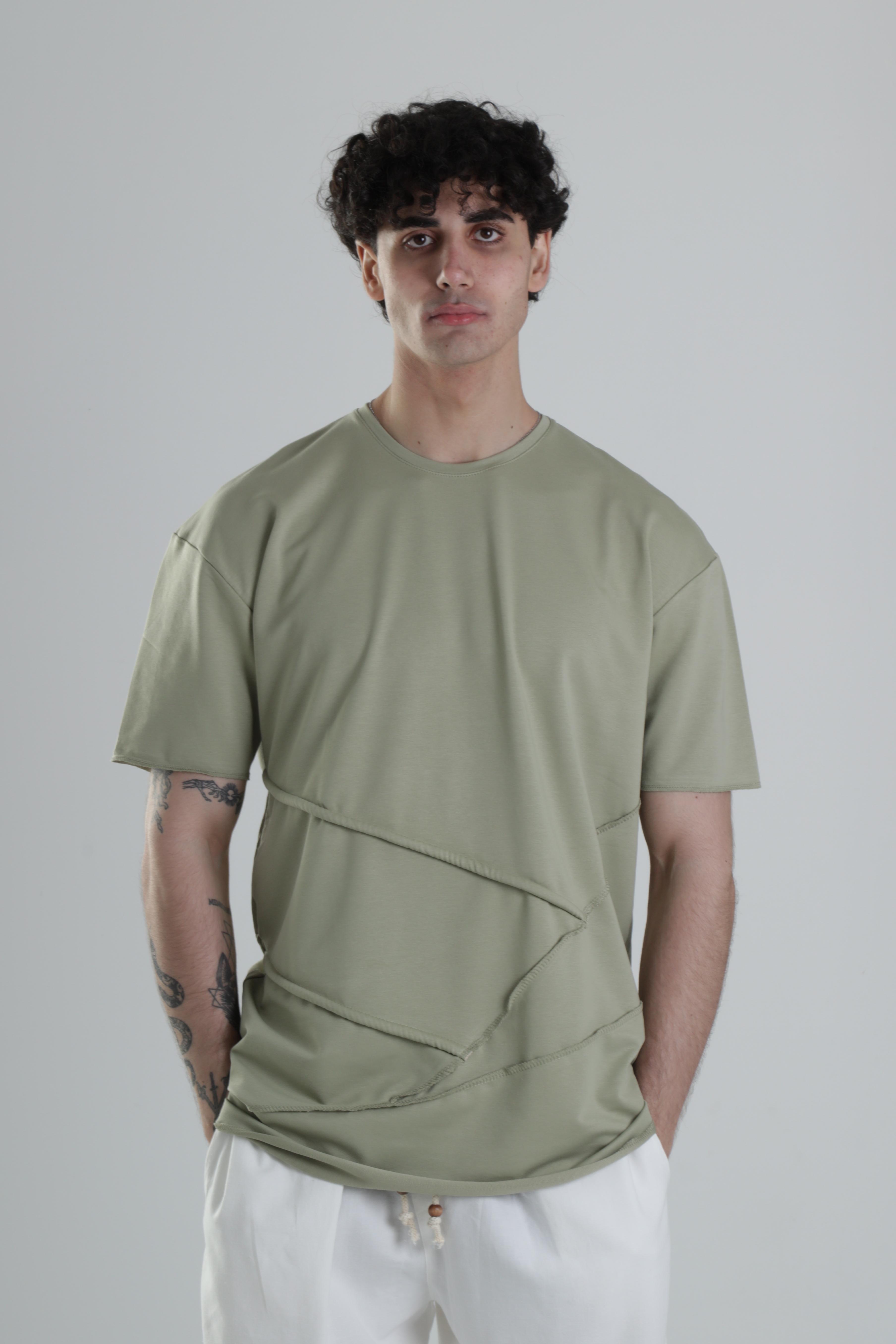 Yeşil Halat Detaylı Tasarım T-Shirt 