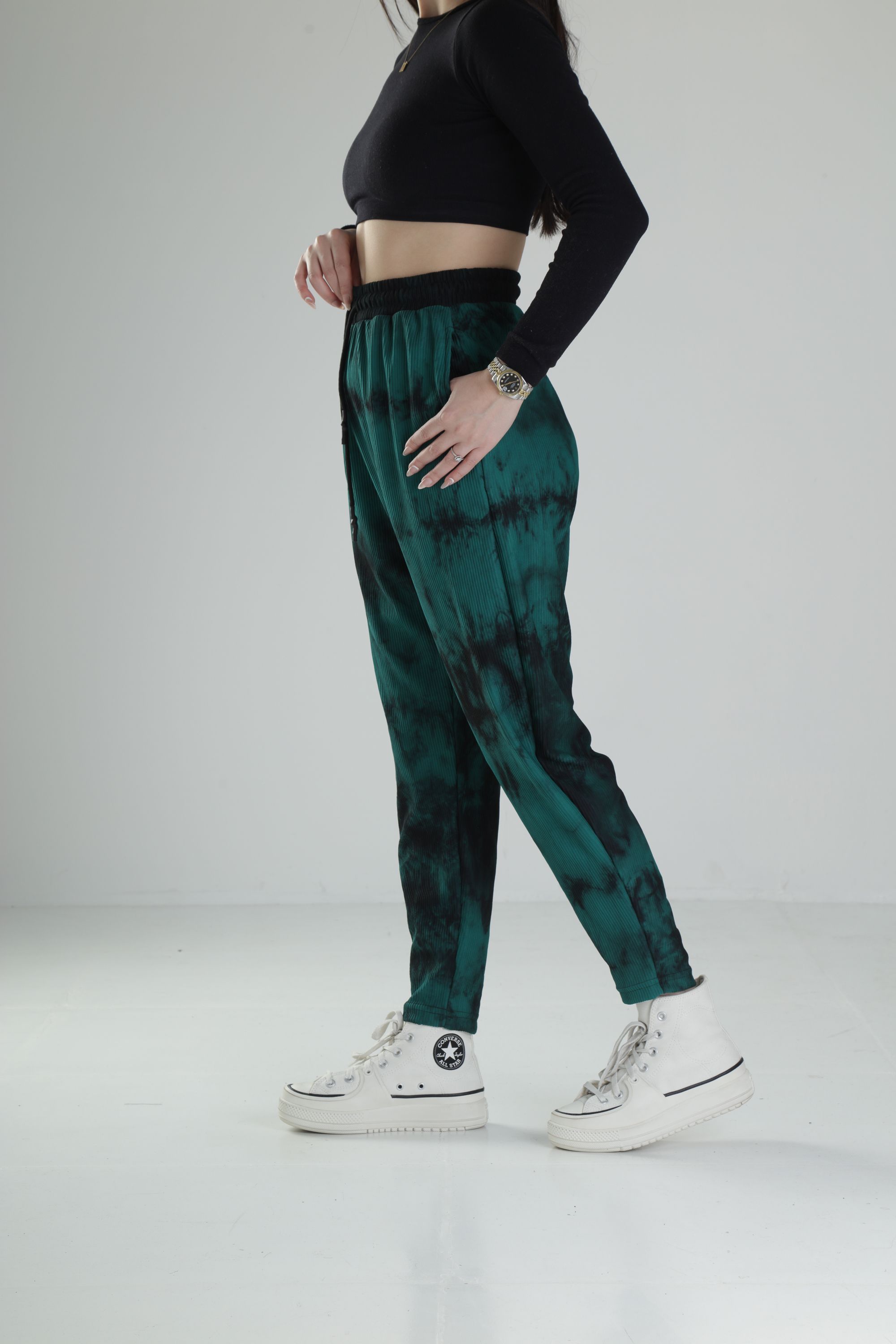 Yeşil Batik Baget Pantolon
