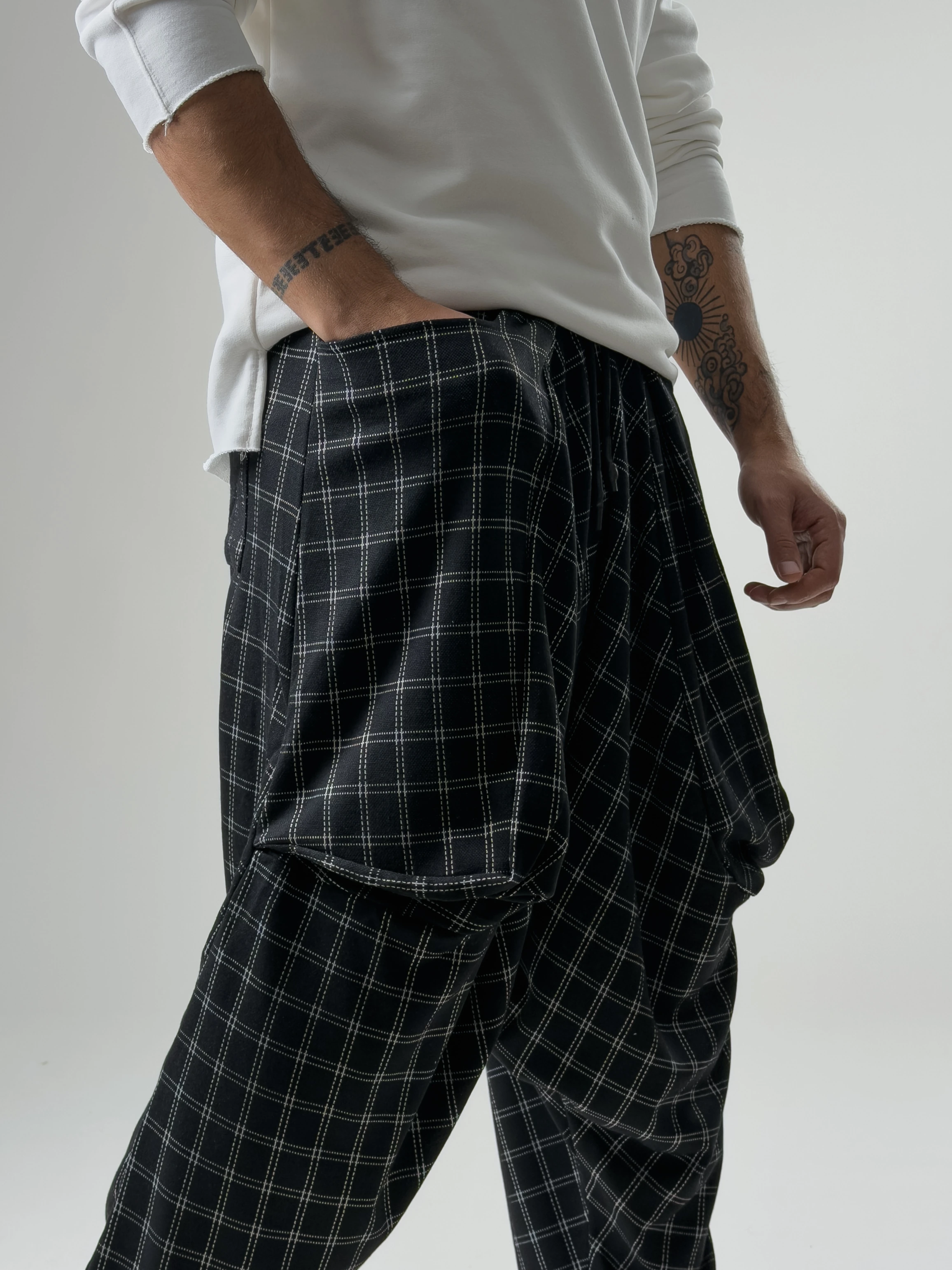 Erkek İnce Ekose Avangard Şalvar COC2572