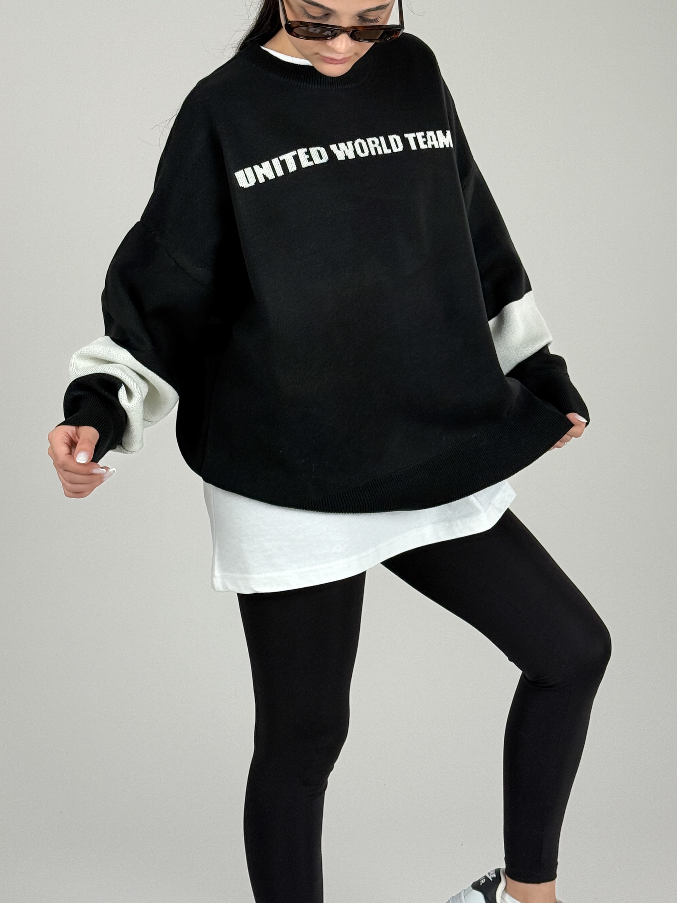 Oversize Siyah New York Kadın Triko Sweat