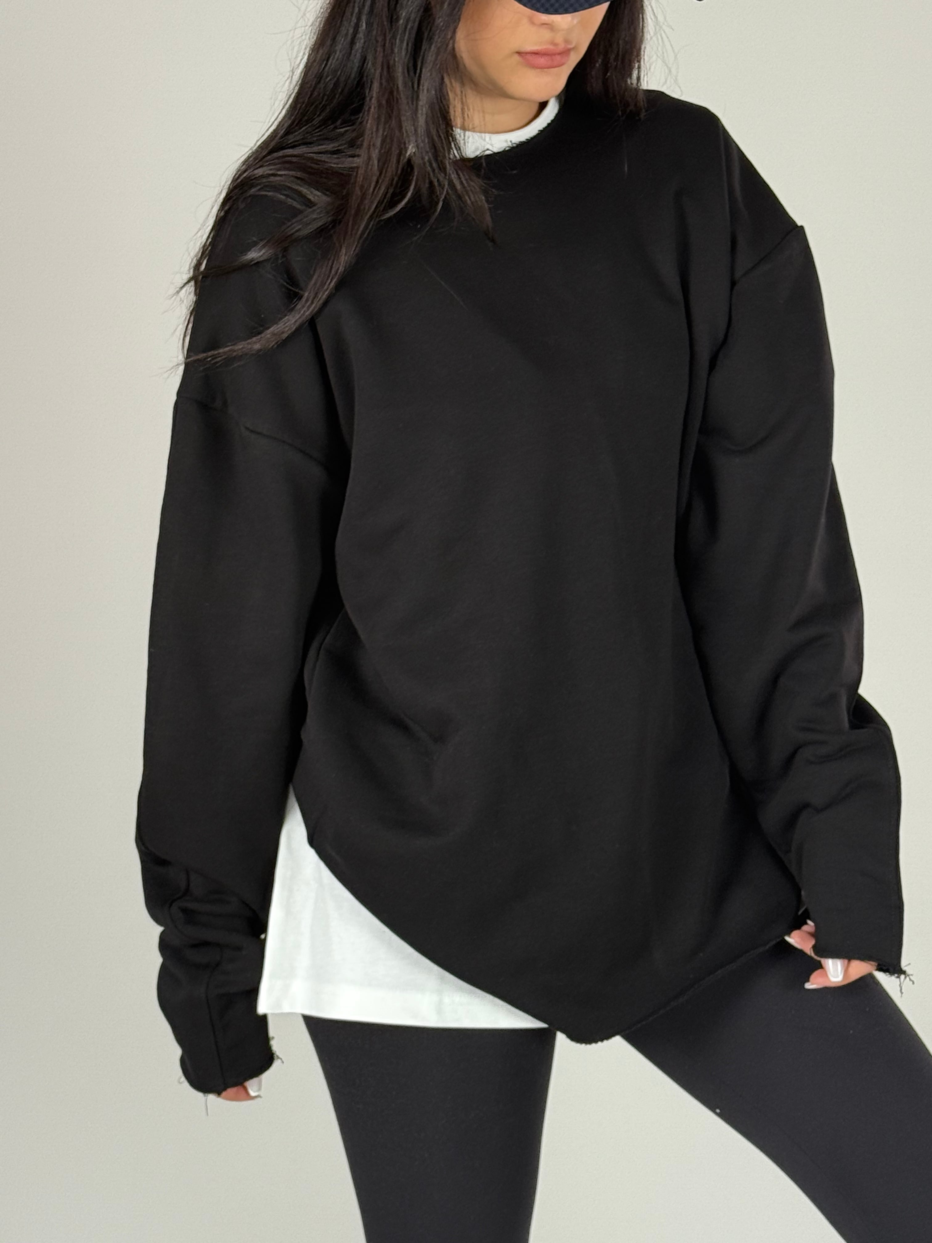 Oversize Siyah Kadın Sweat