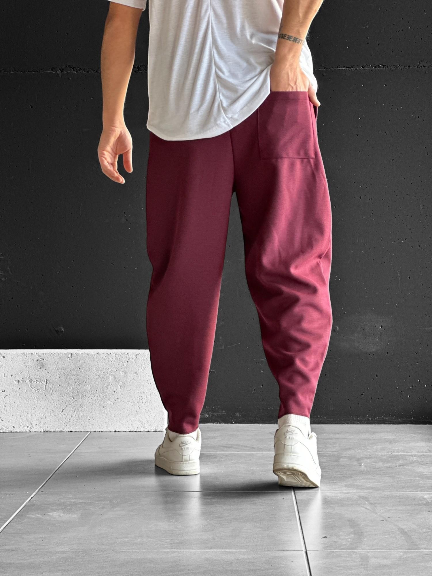Cep Detaylı Bordo Baget Pantolon