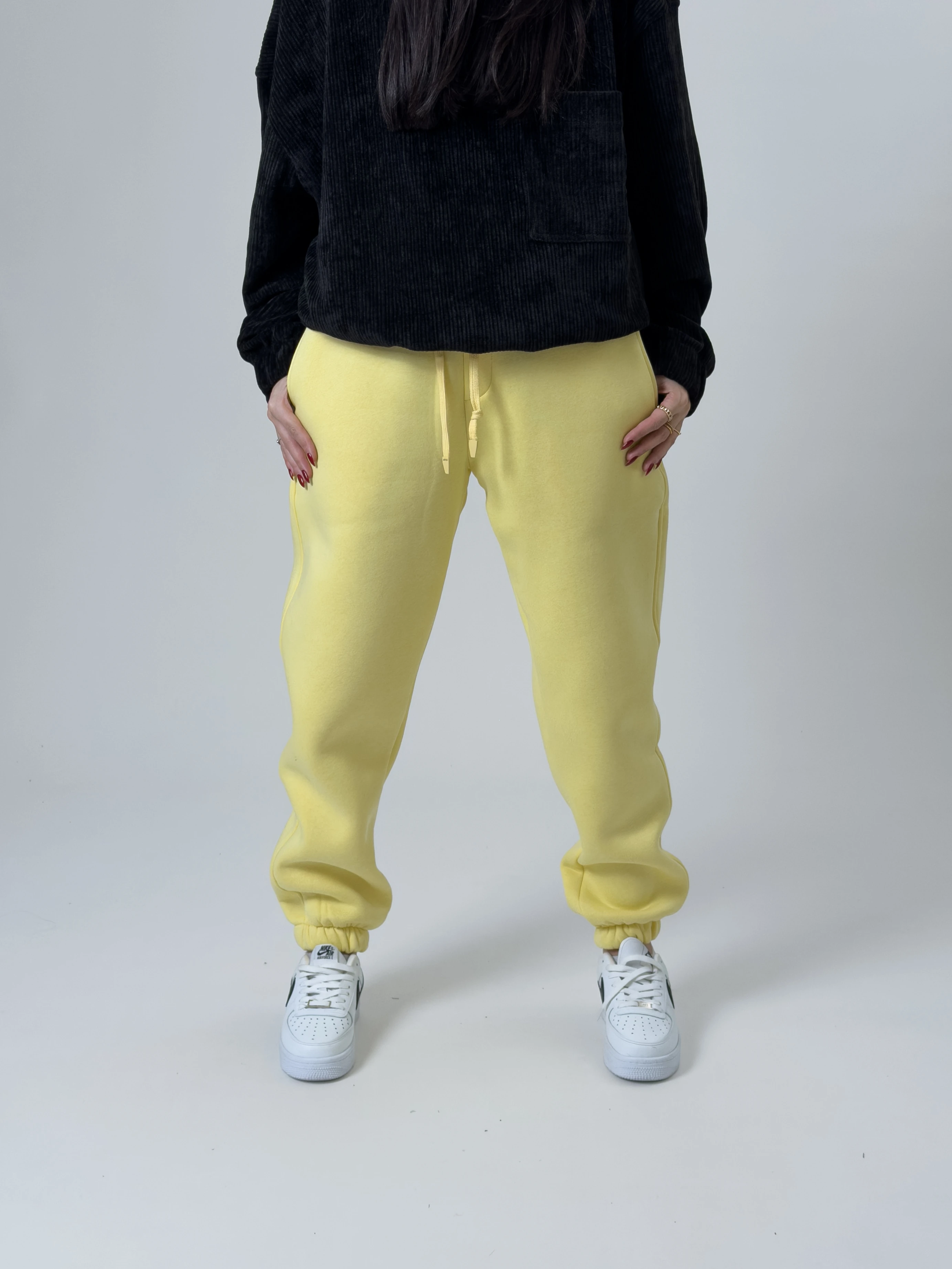 Şardonlu Sarı Kadın Jogger Eşofman COC2542