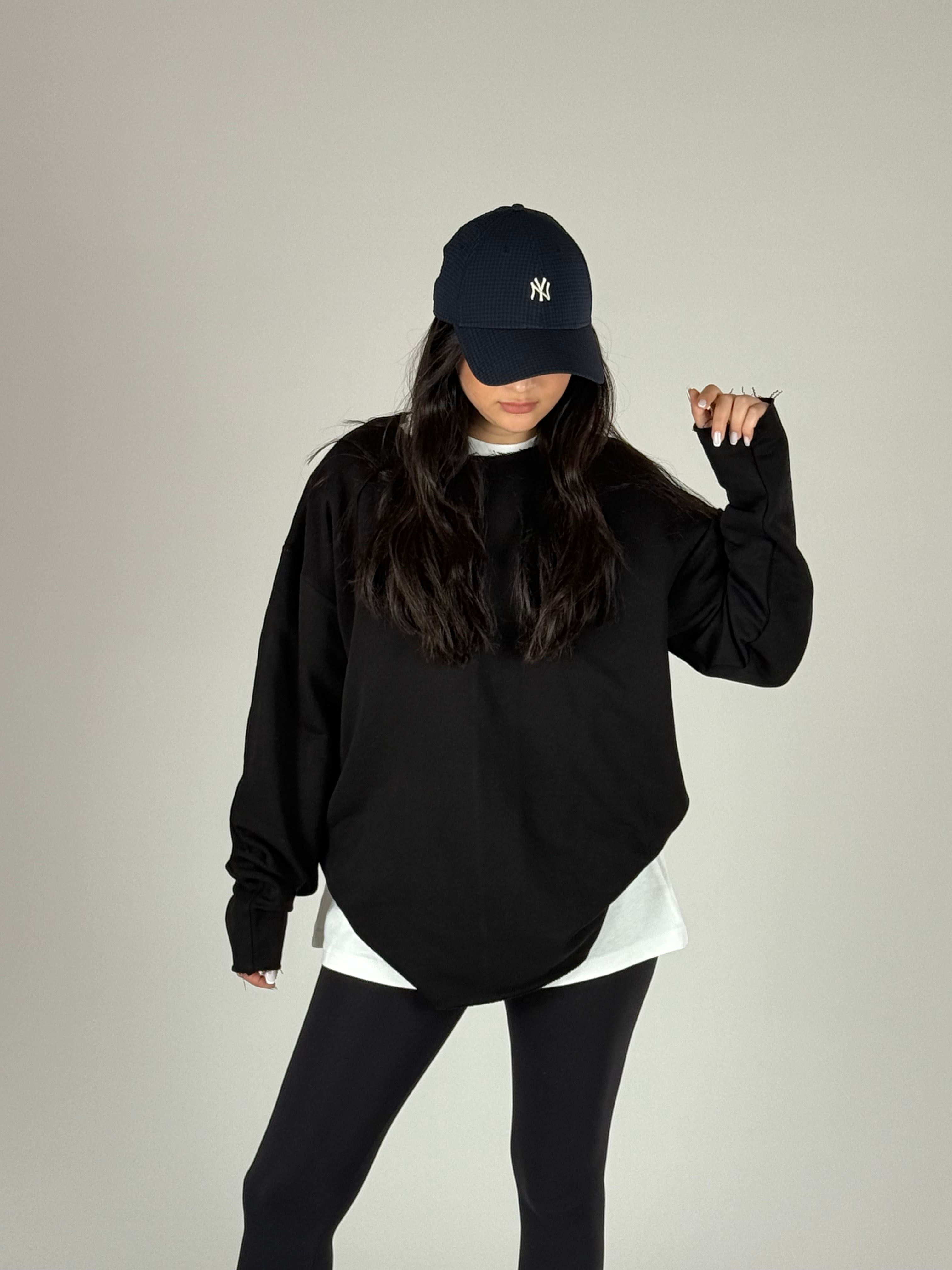 Oversize Siyah Kadın Sweat