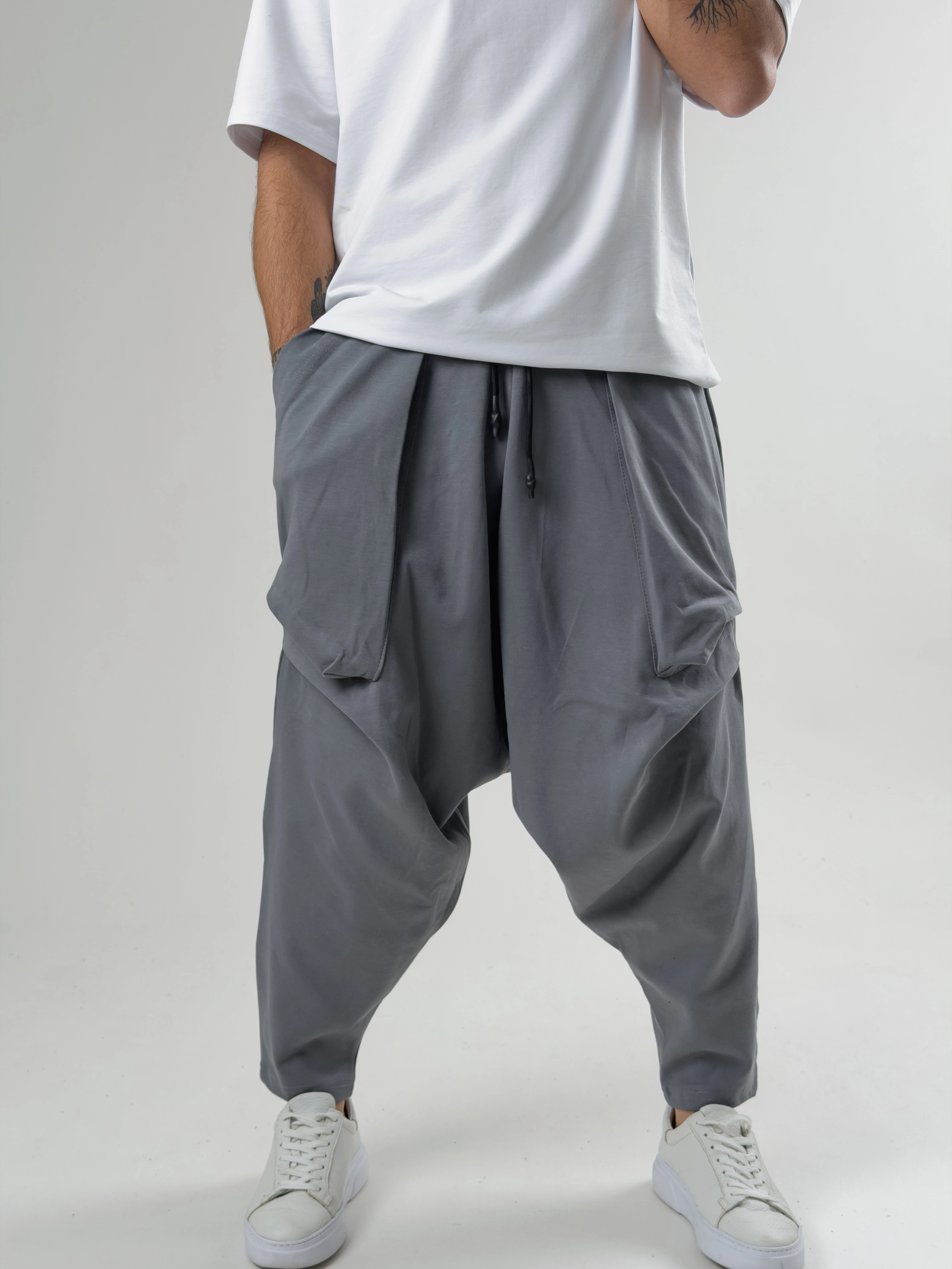 Erkek Gri Avangart Şalvar COC2589