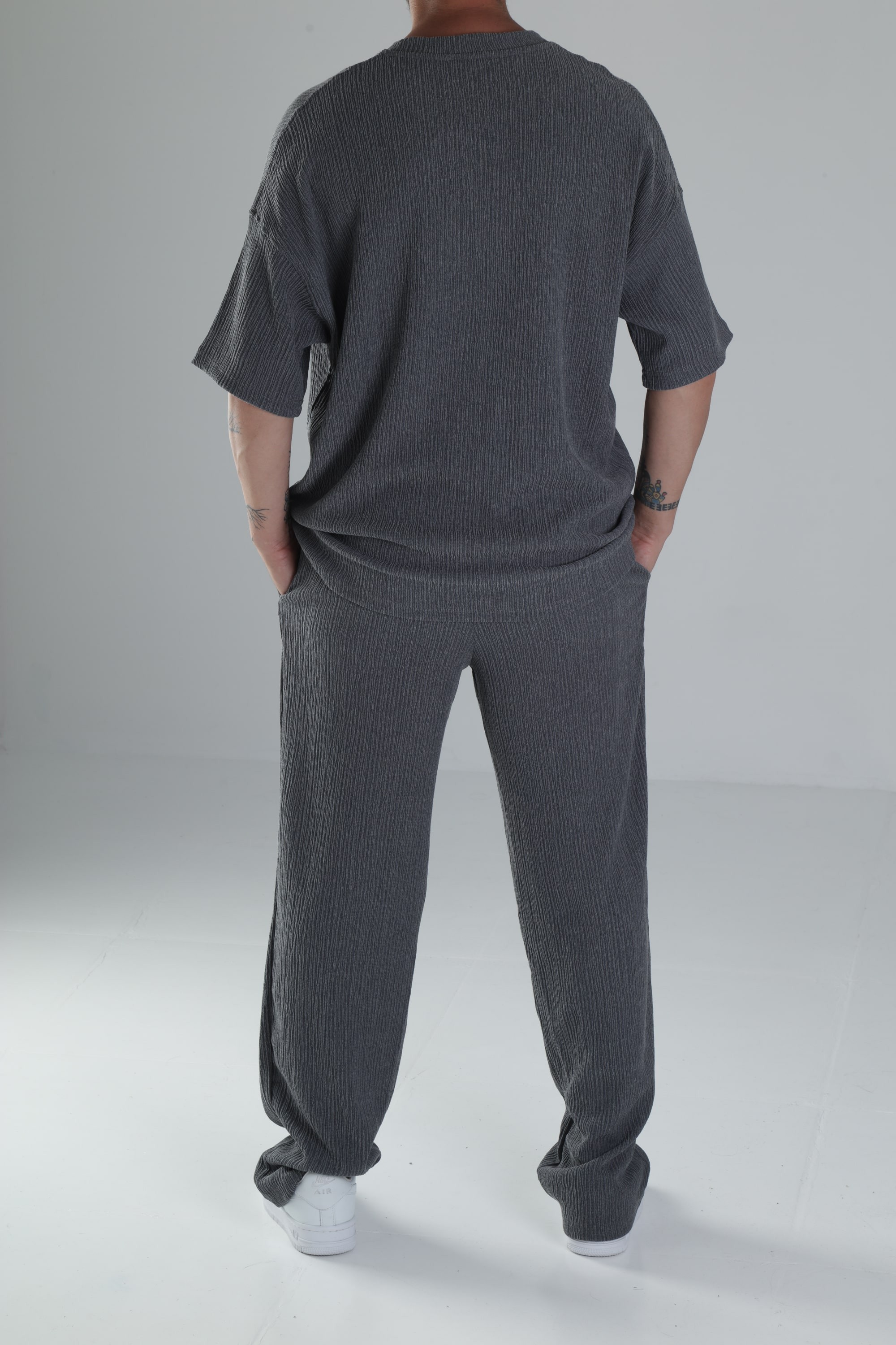 Antrasit Bürümcük Kumaş Oversize Takım