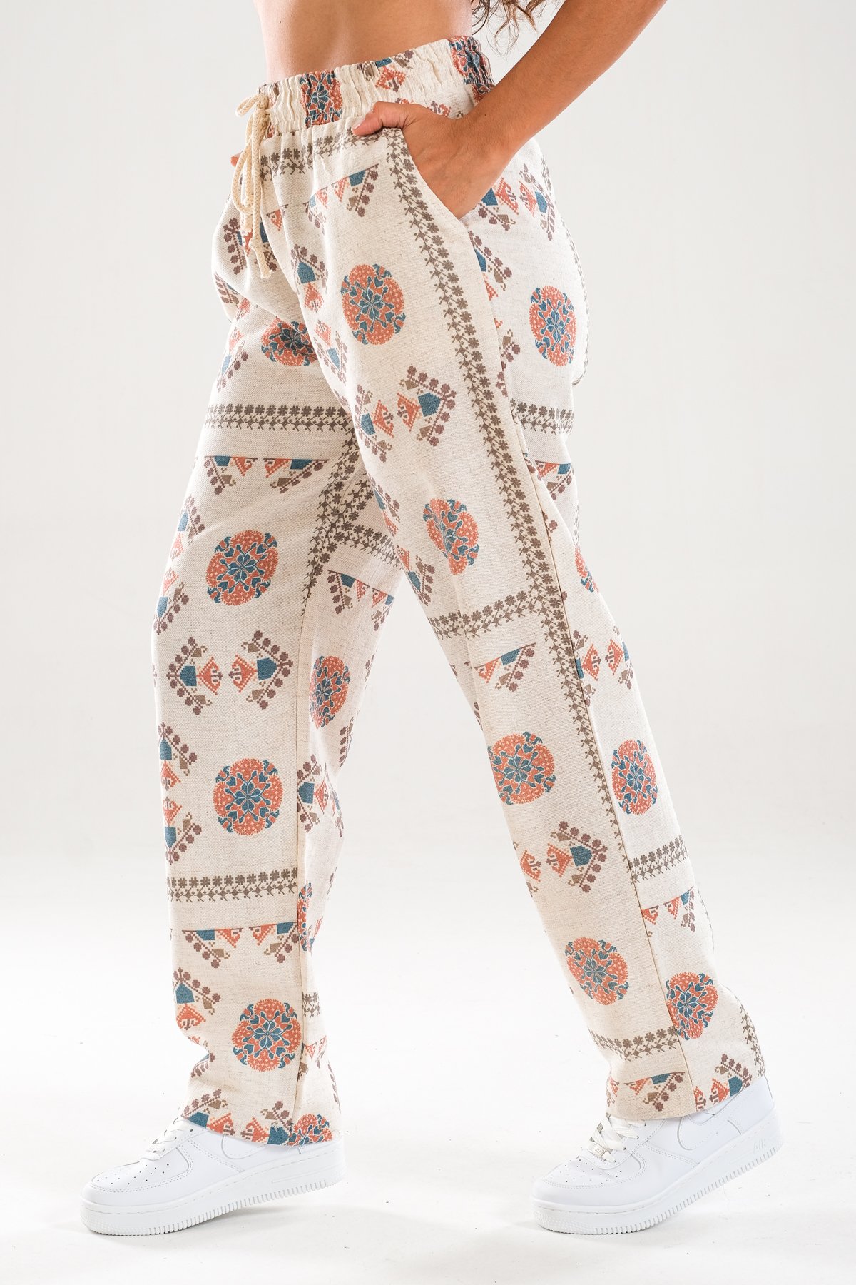 Etnik Desenli Baggy Pantolon