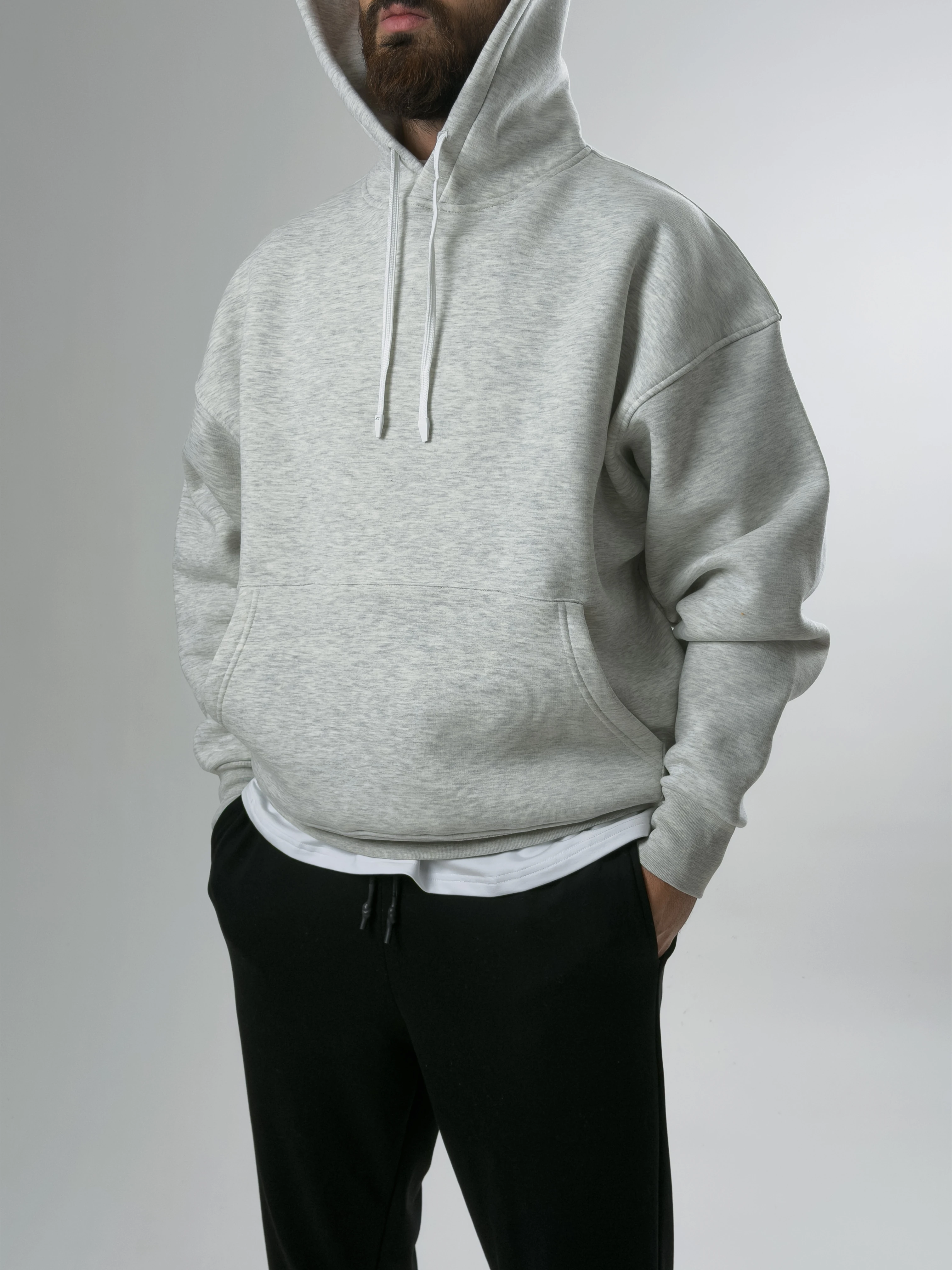 Erkek Şardonlu Gri Hoodie COC2604