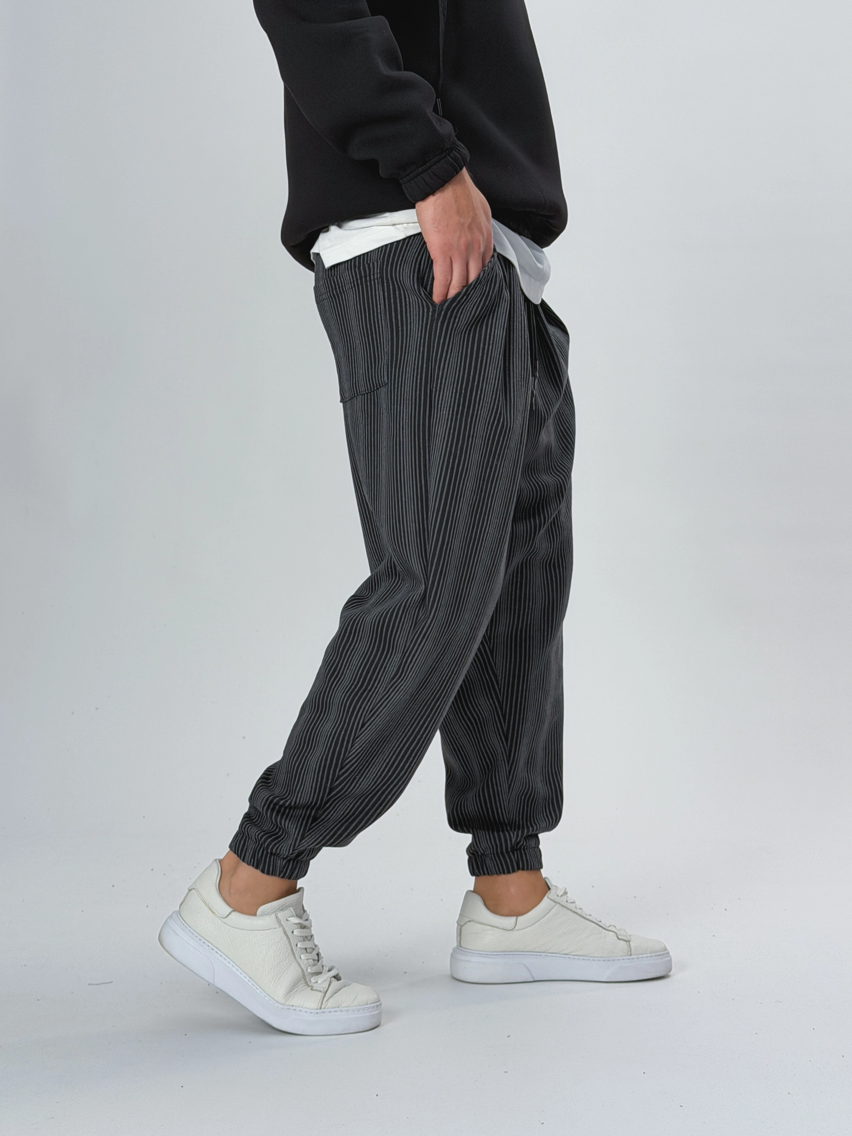 İnce Çizgili Pileli Erkek Yarım Şalvar COC2535