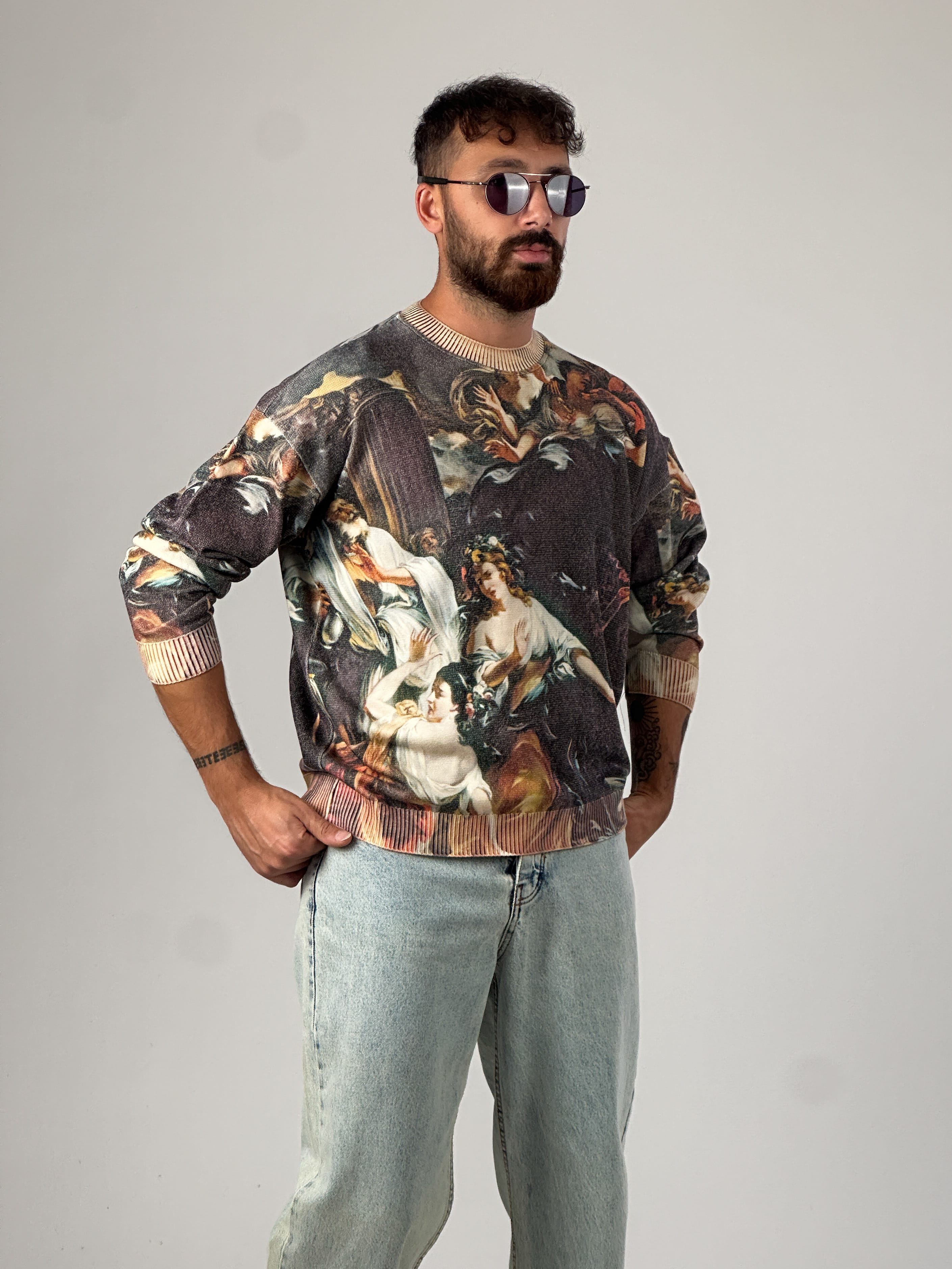Desenli Old Erkek Sweat