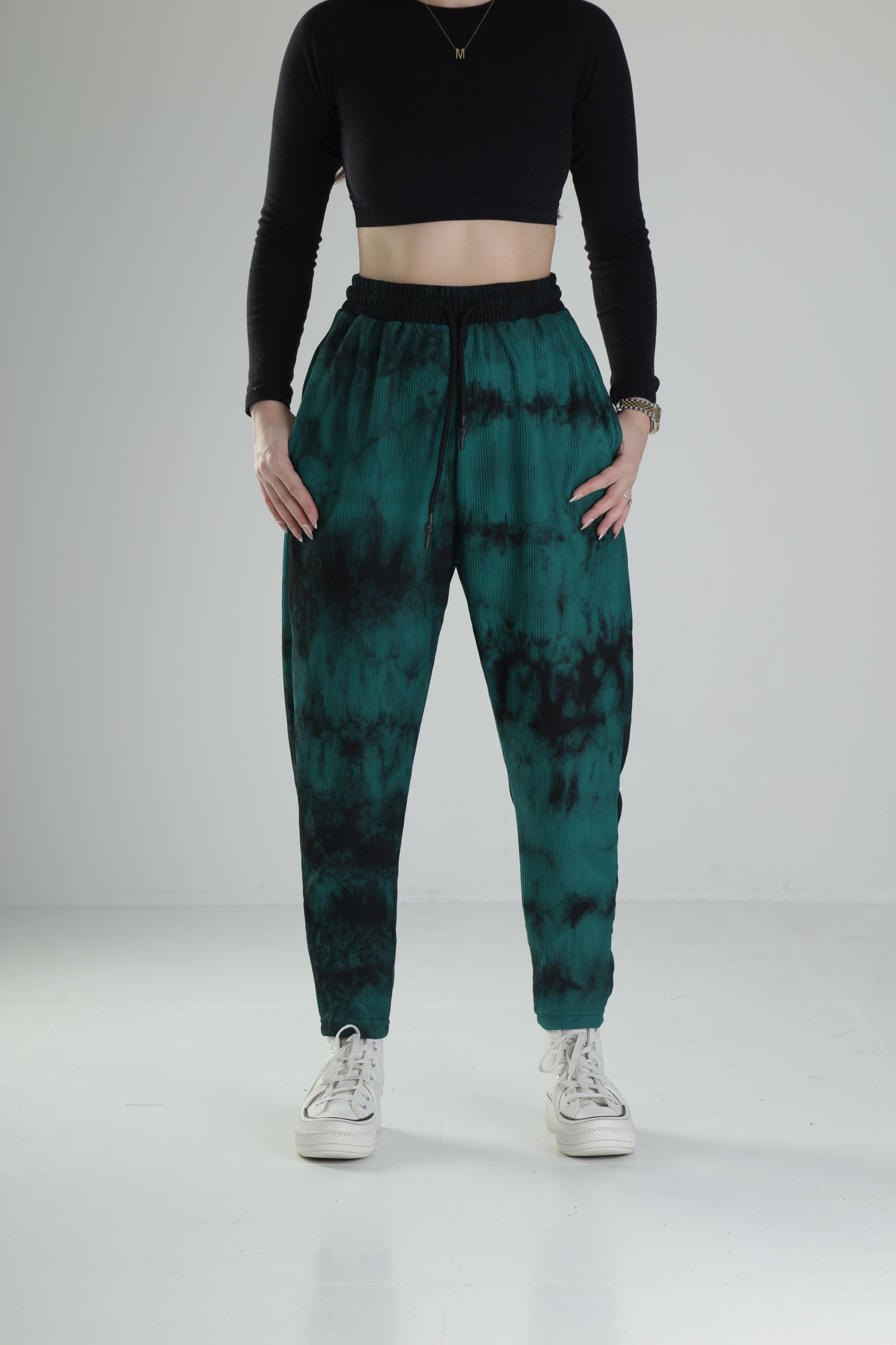 Yeşil Batik Baget Pantolon