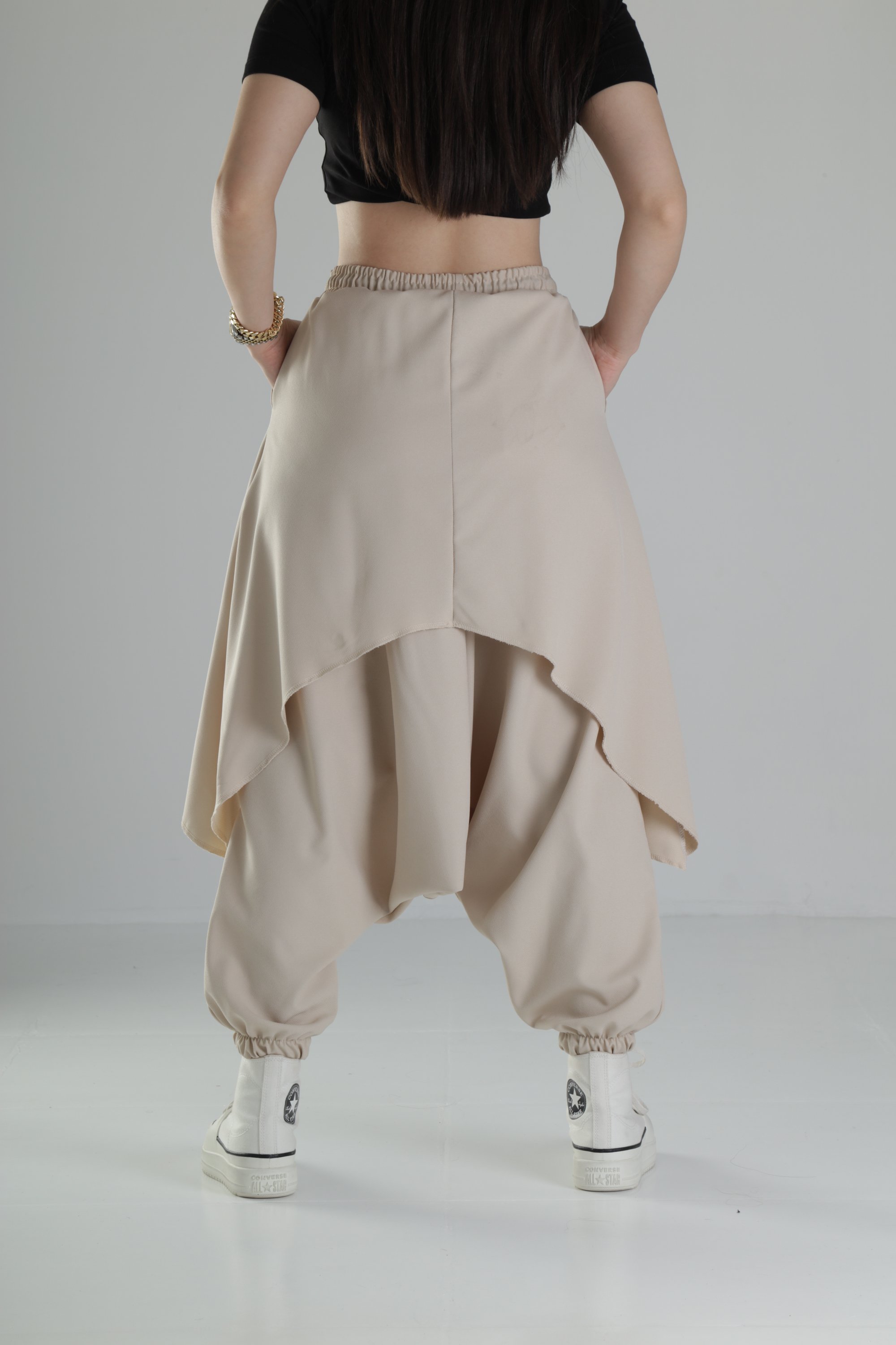 Oversize Şalvarlı Bej Jogger Pantolon