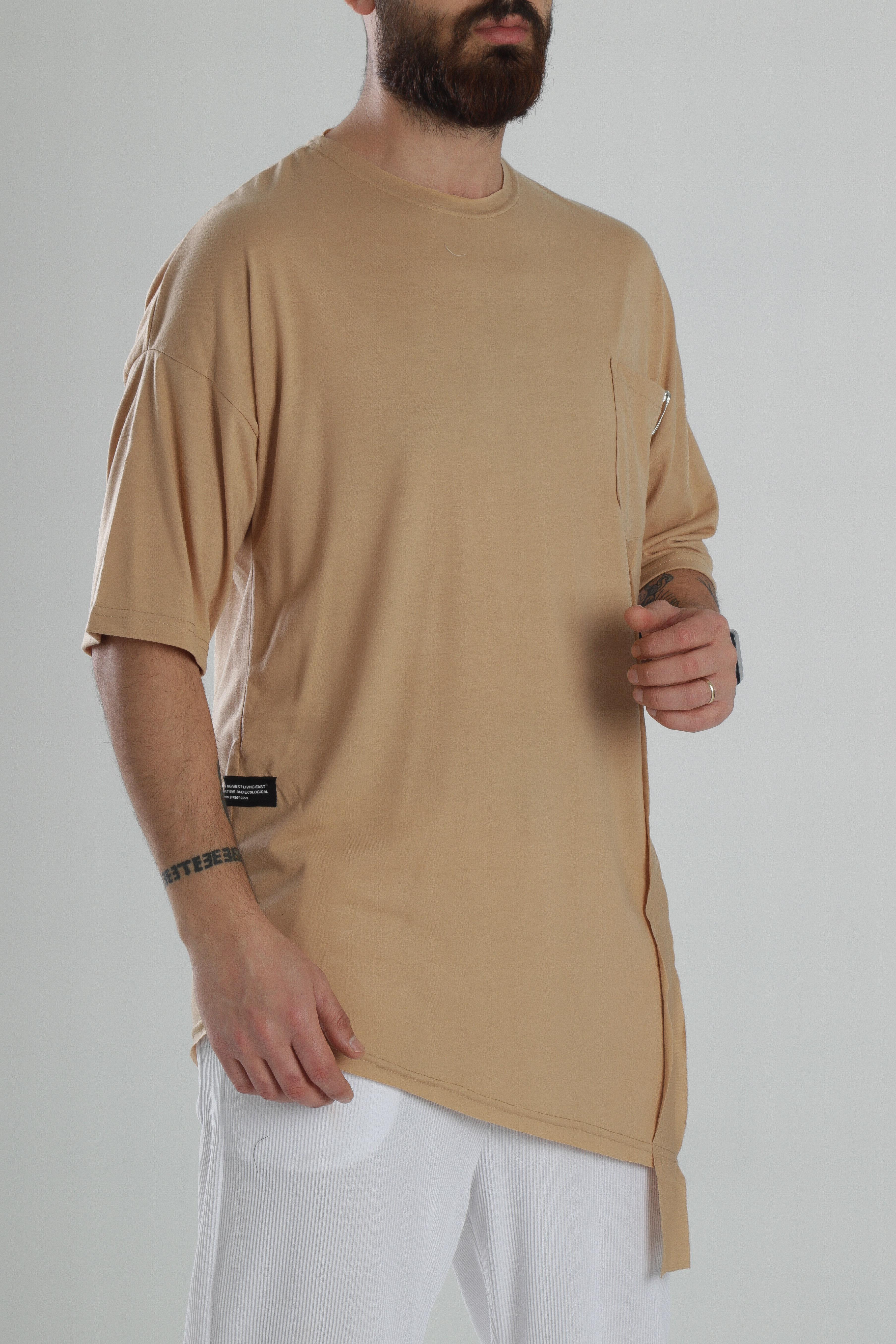 Kahverengi Asimetrik T-shirt