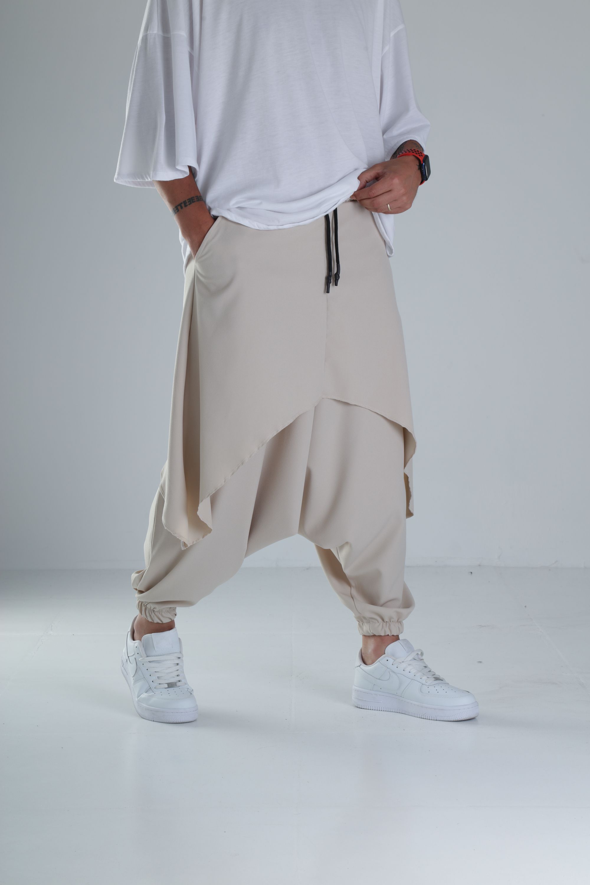 Oversize Şalvarlı Samurai Bej Pantolon