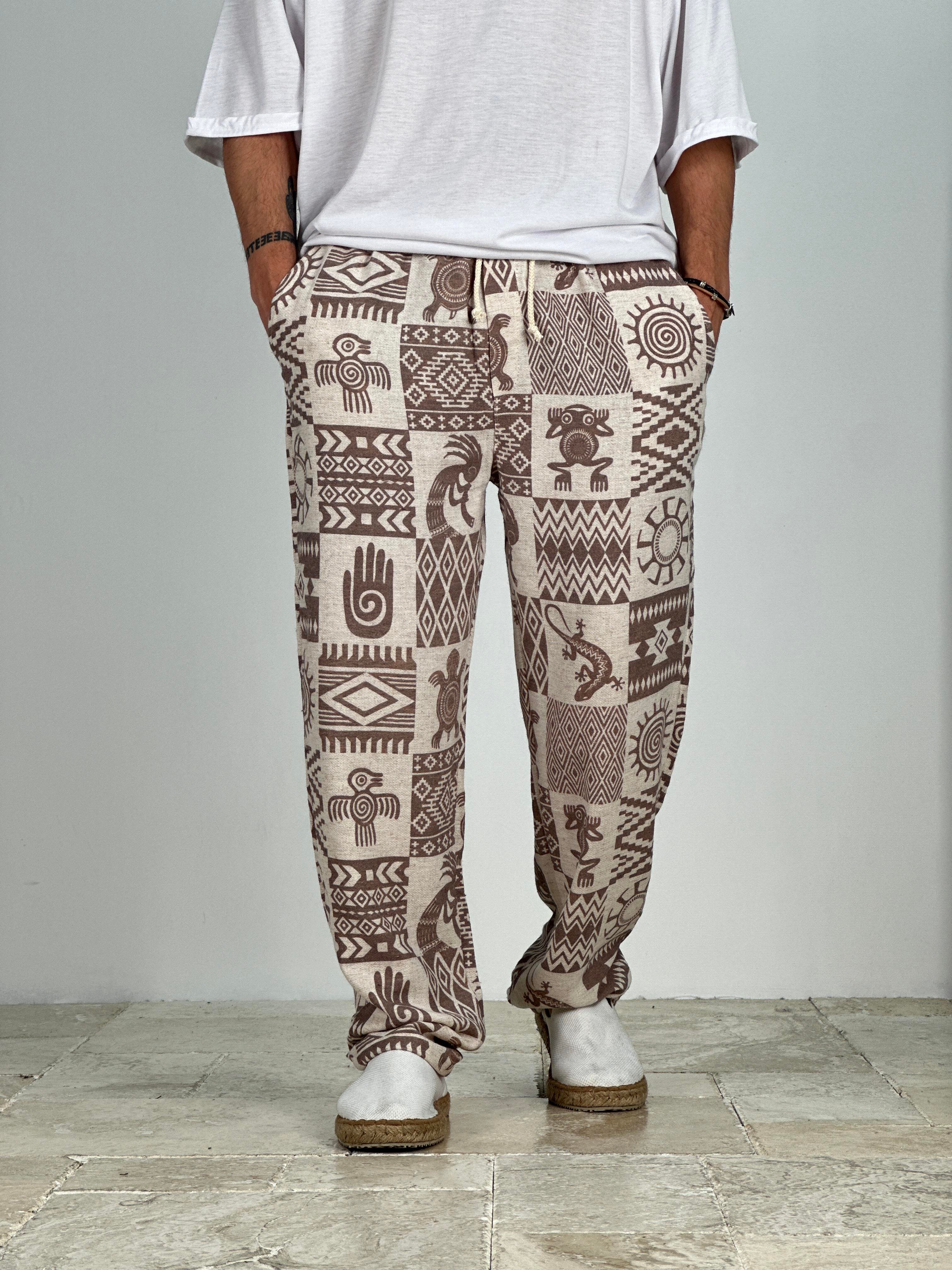 Cocopelli Desenli Keten Pantolon