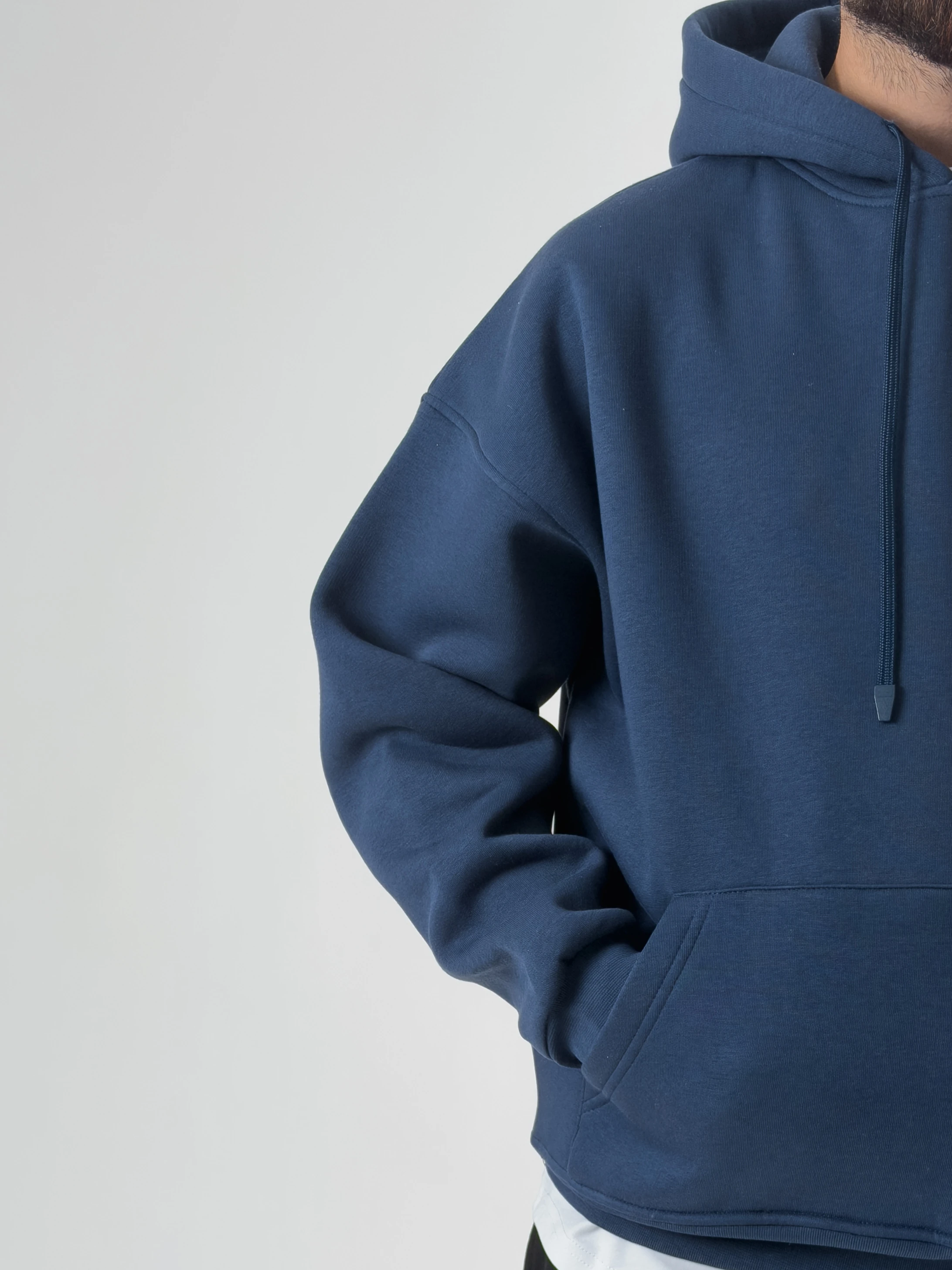 Erkek Şardonlu İndigo Hoodie COC2605