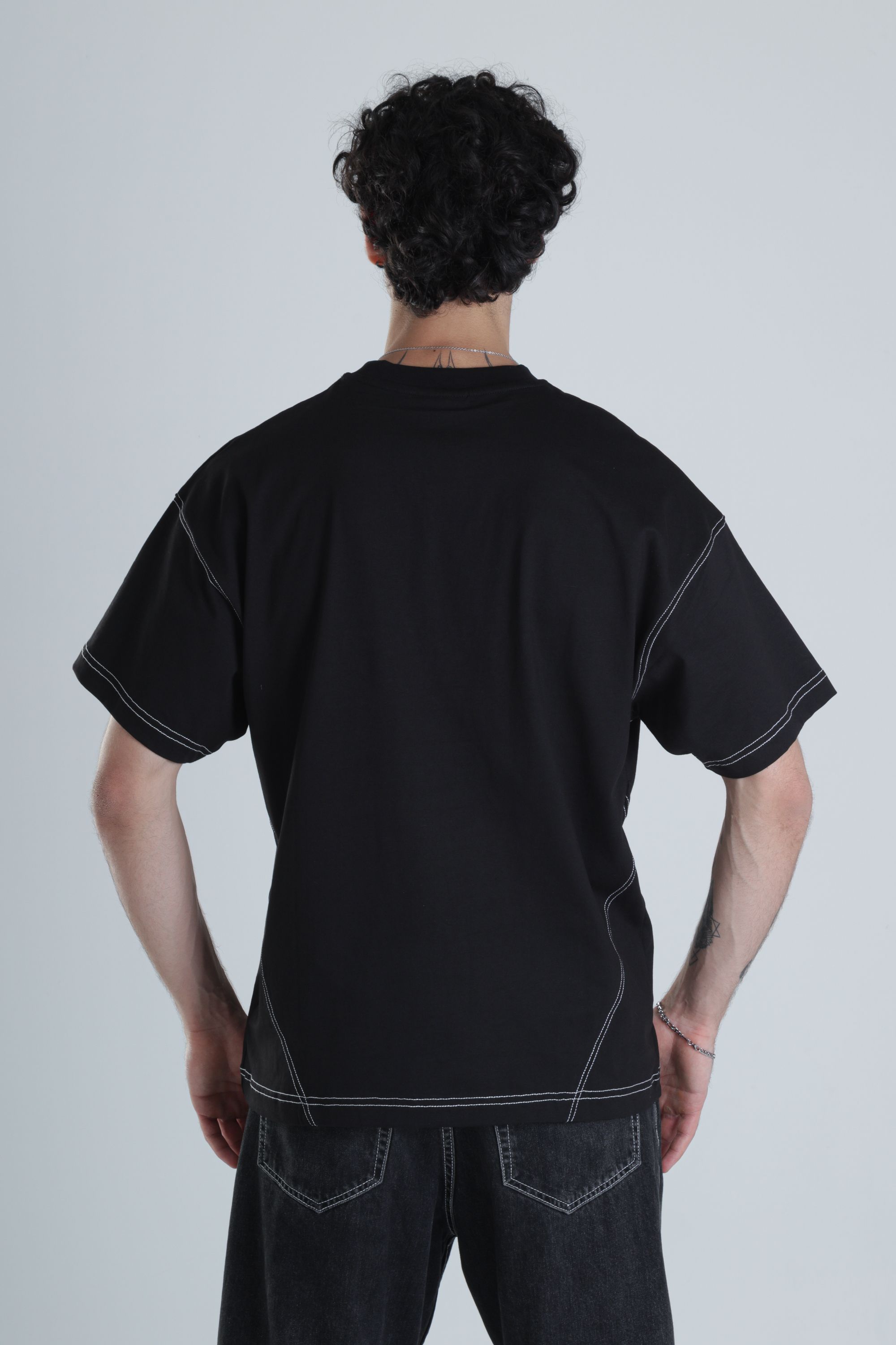 Be Yourself Siyah Oversize Tasarım T-Shirt