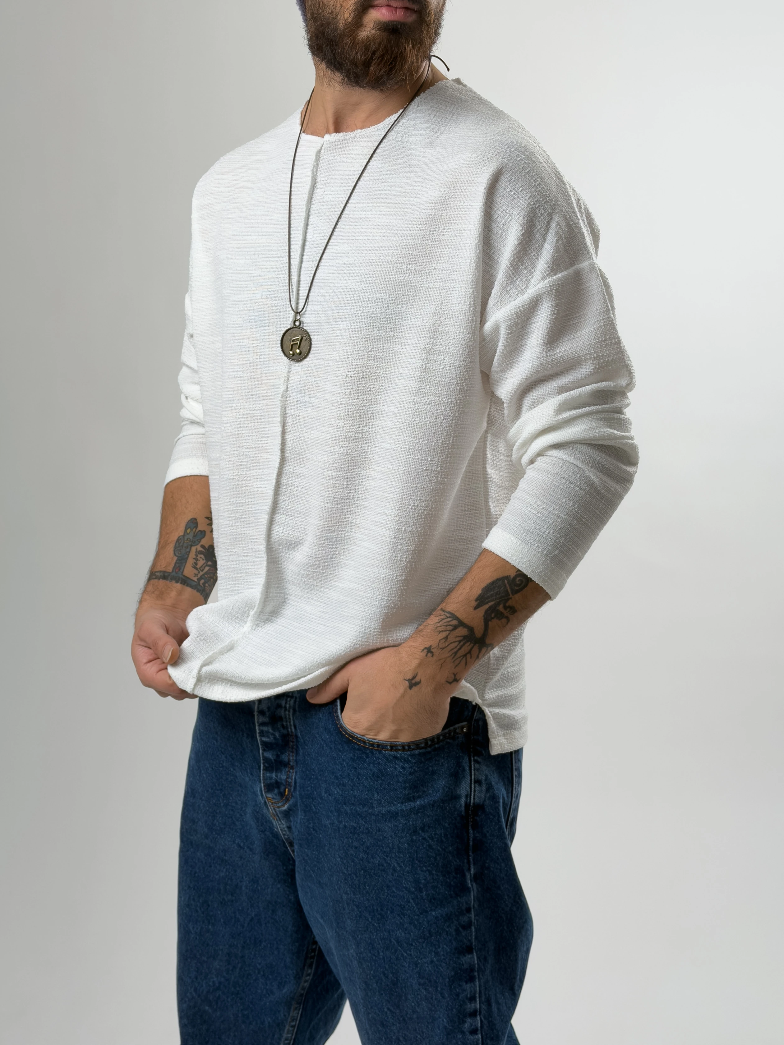 Tasarım Çima Detaylı Erkek Ekru Sweat COC2631