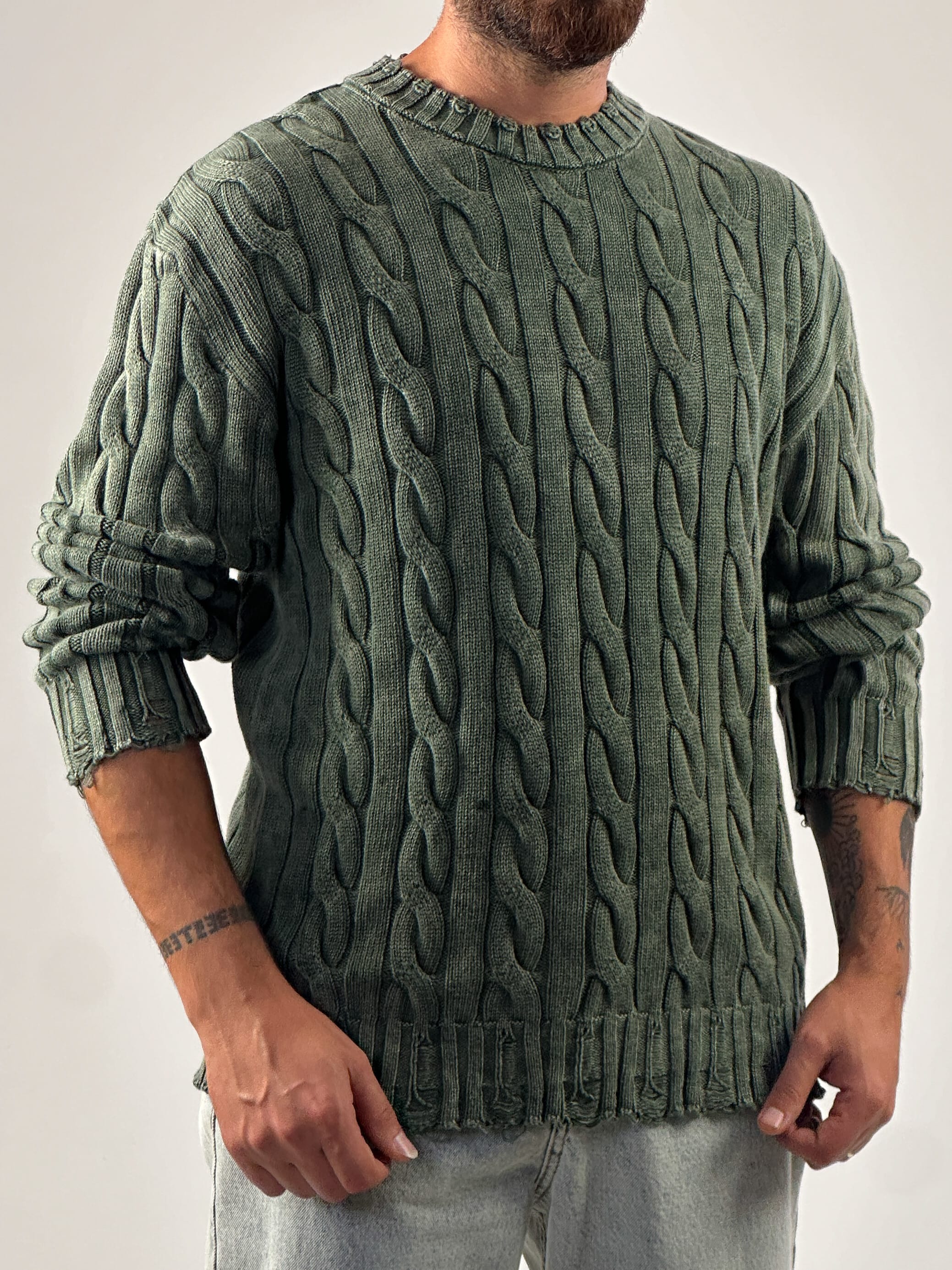 Haki Triko Erkek Sweatshirt