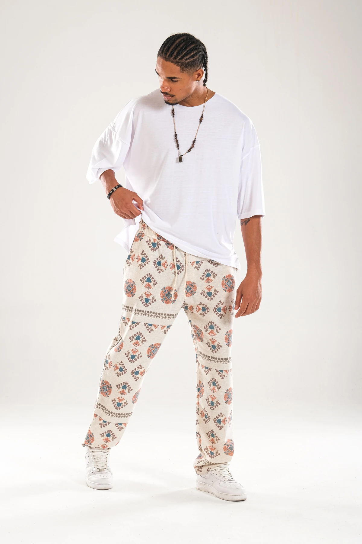 Etnik Desenli Baggy Pantolon
