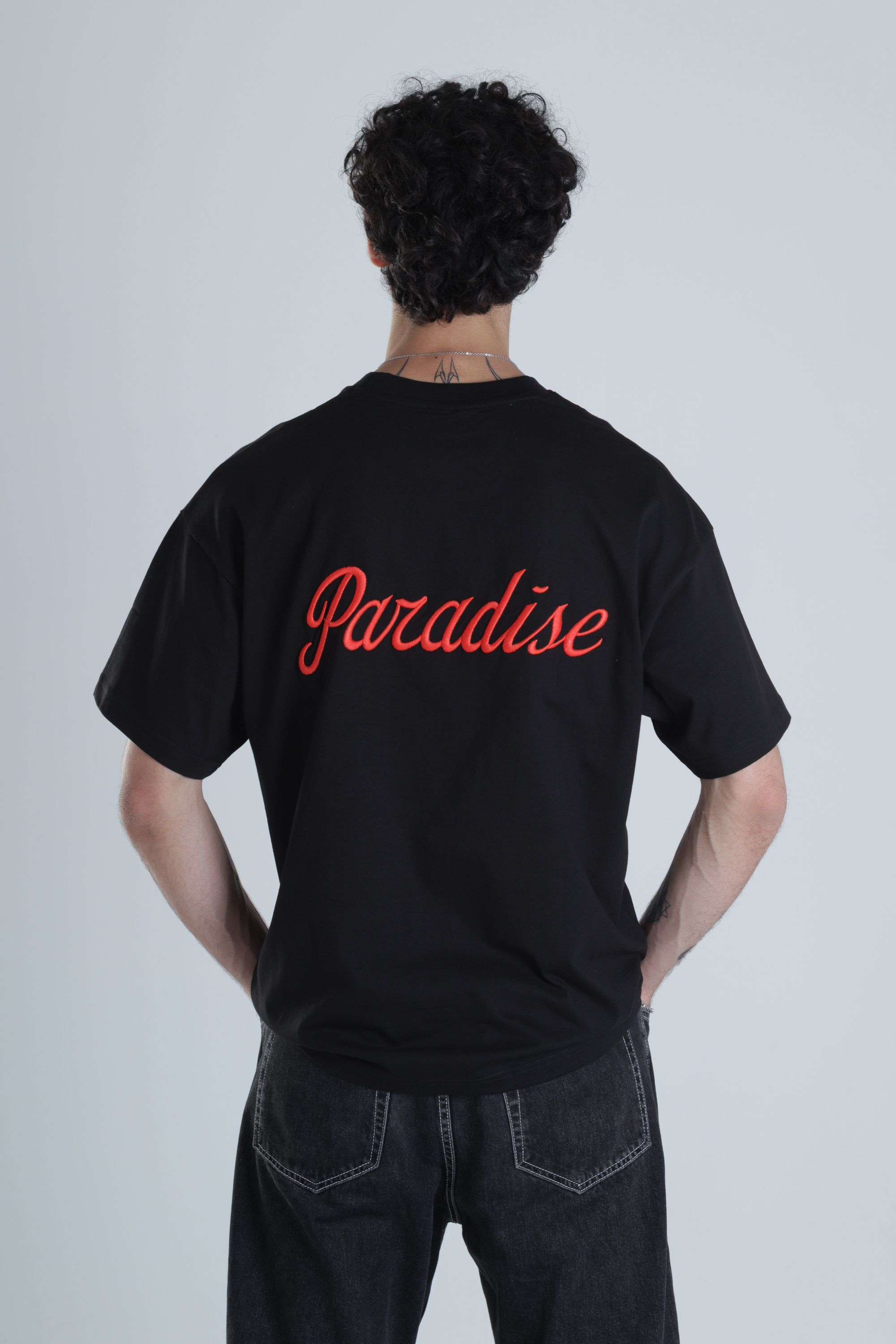Paradise Siyah Oversize Tasarım T-Shirt