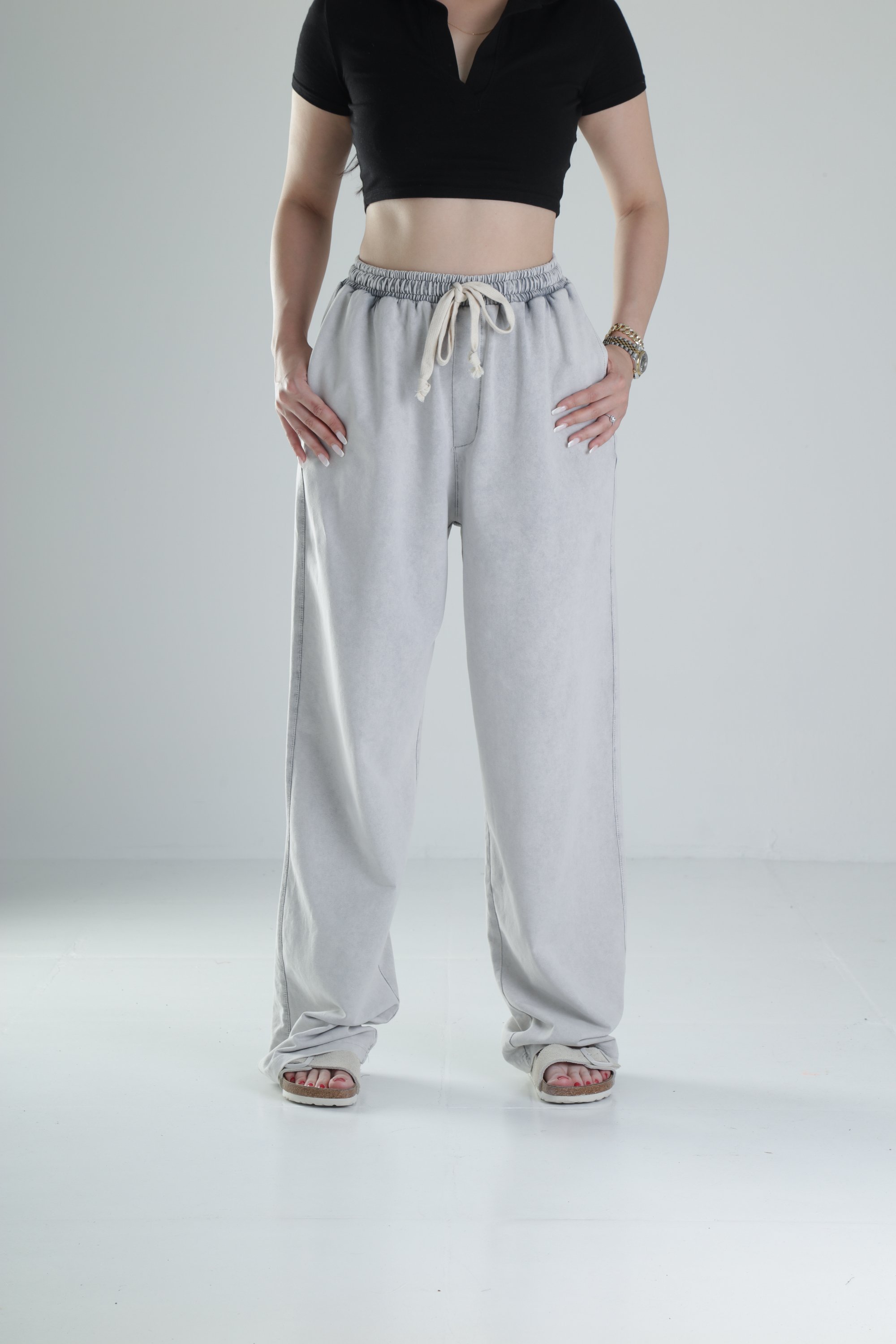 Oversize Yıkamalı Gri Eşofman