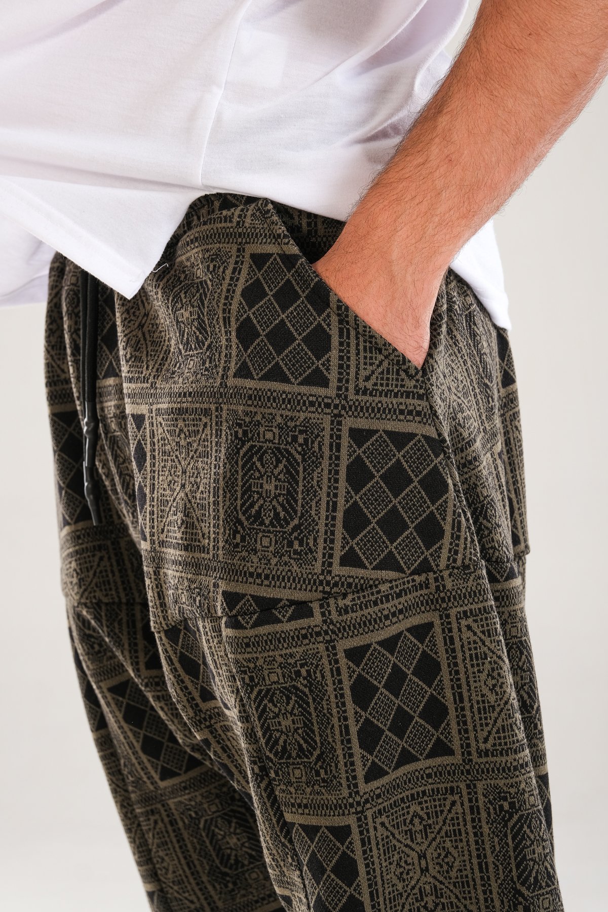 Yeşil Poker Desenli Harem Pantolon